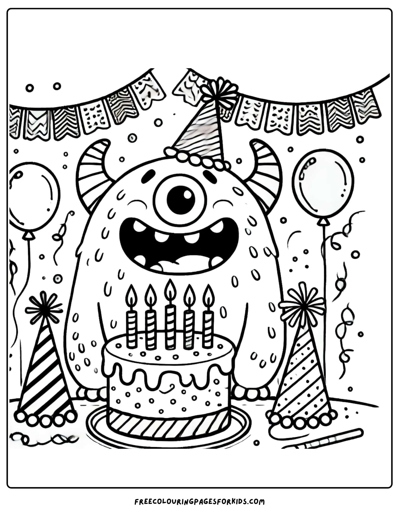 monster birthday party coloring page