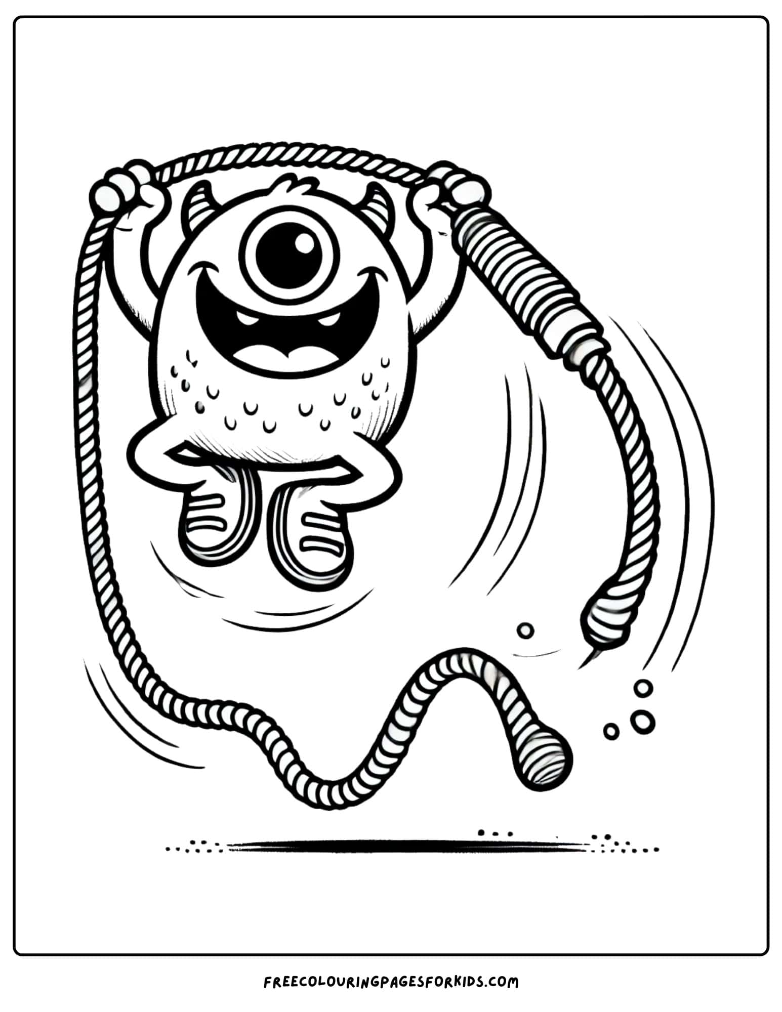 monster jumping rope coloring page