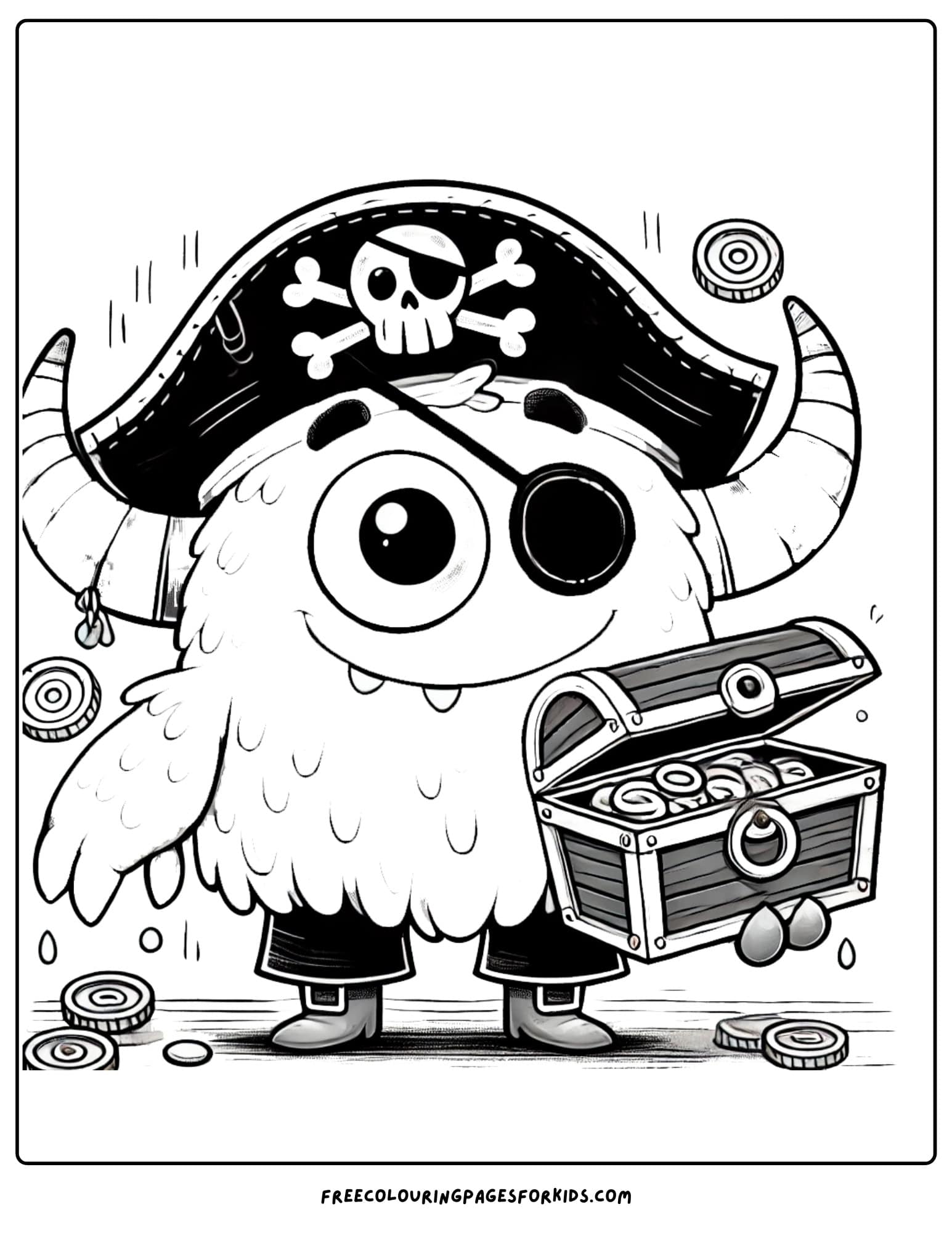 monster pirate coloring page