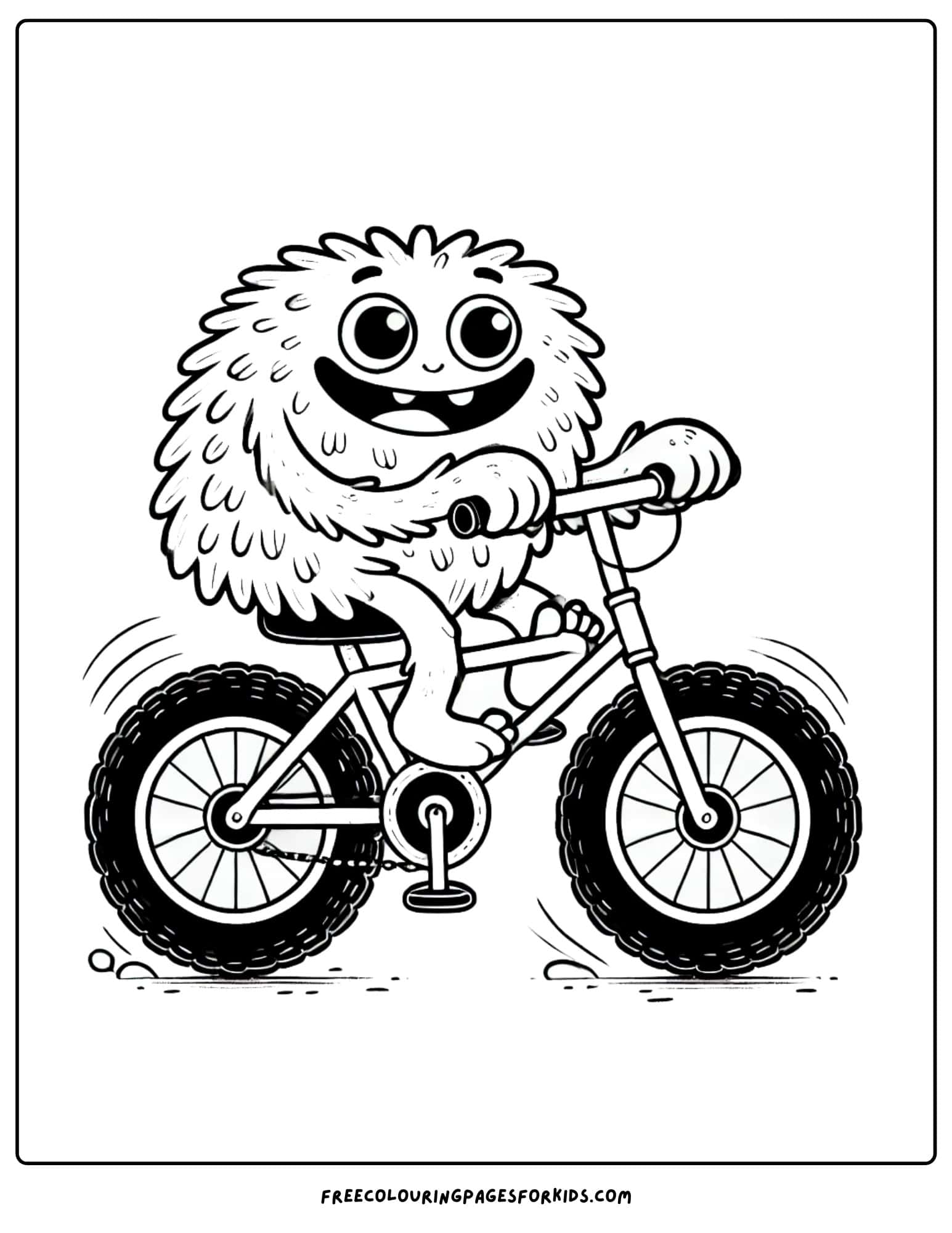 monster riding a bike coloring page