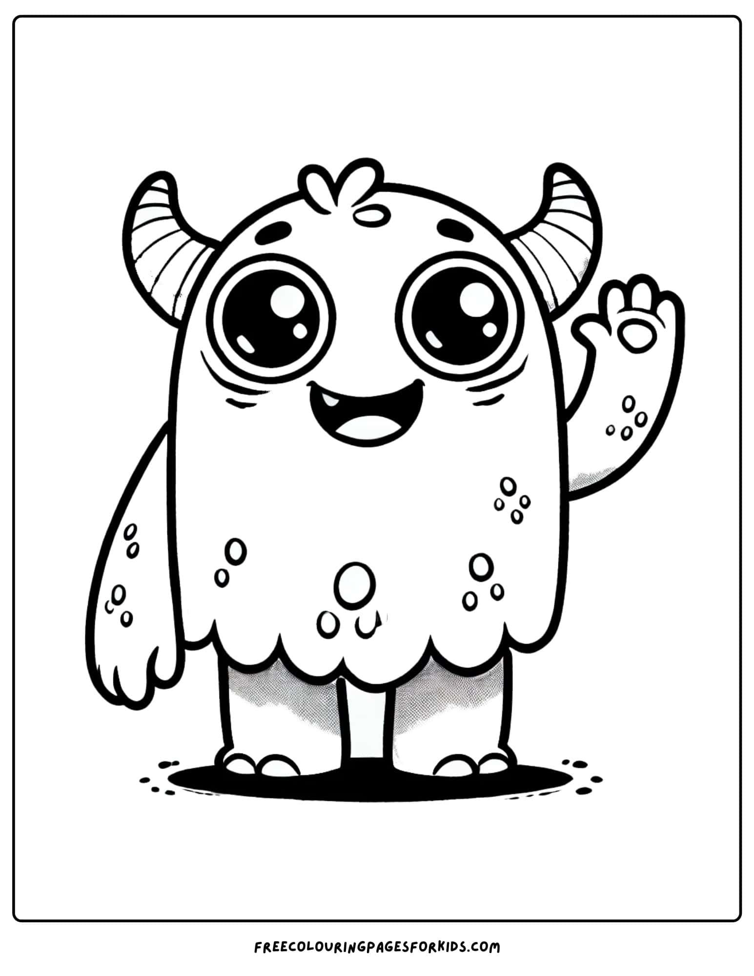 monster waving friendly coloring page