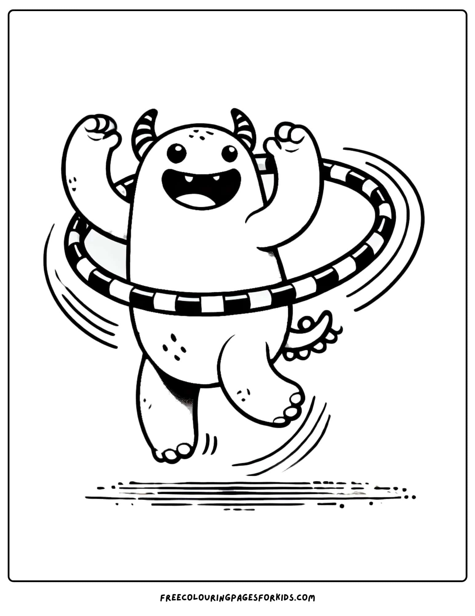 monster using a hula hoop coloring page