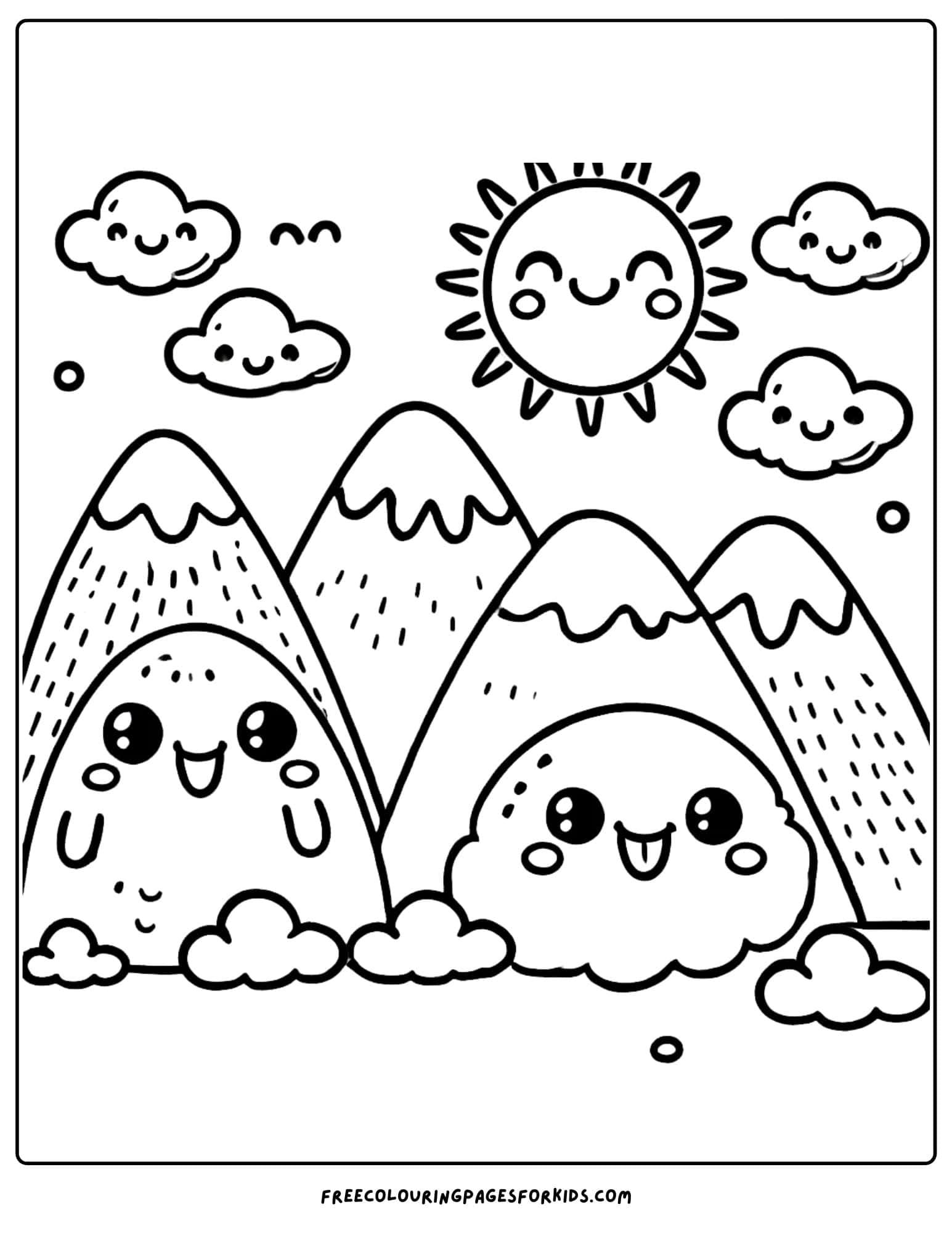 mountain smiling coloring page