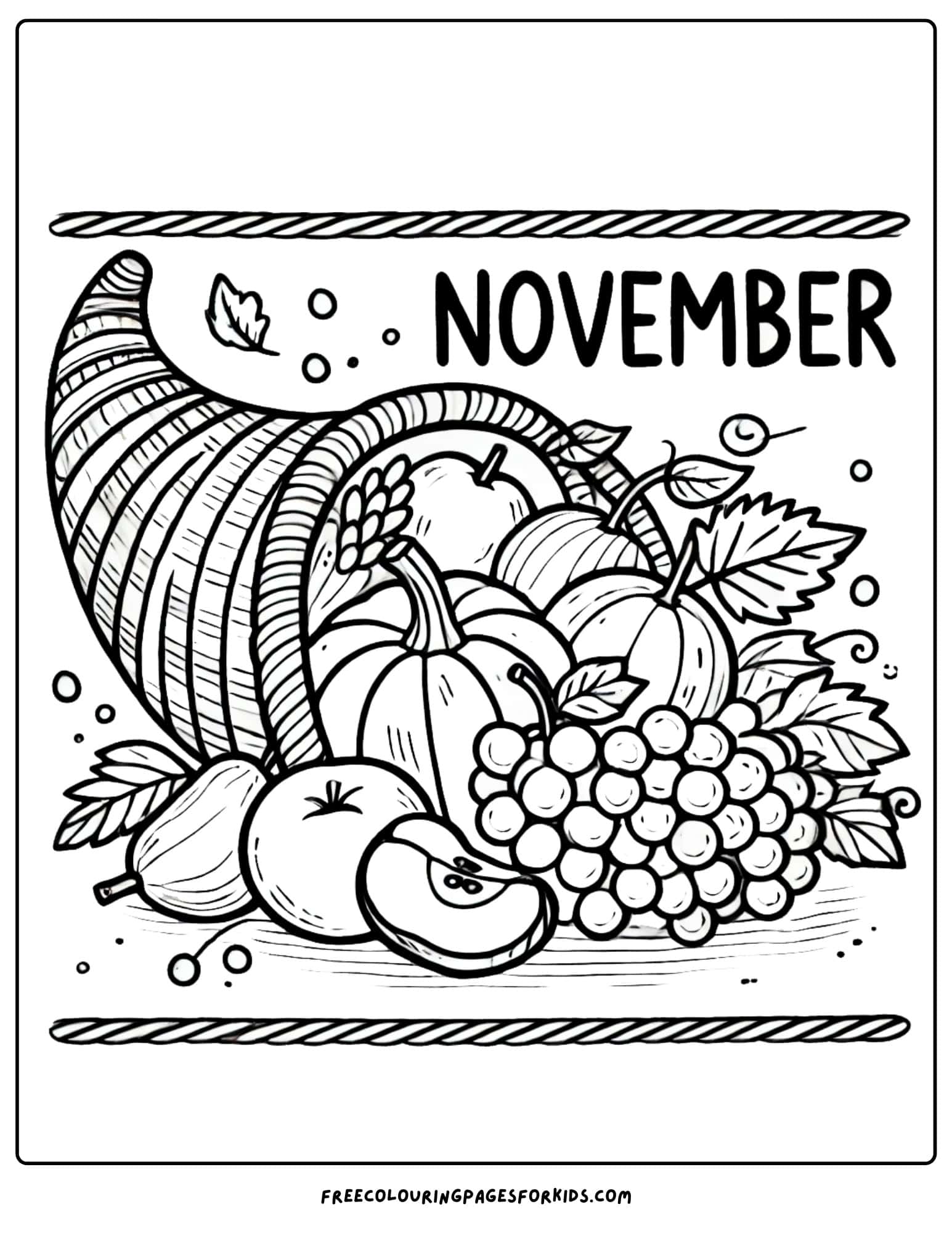 november cornucopia coloring page