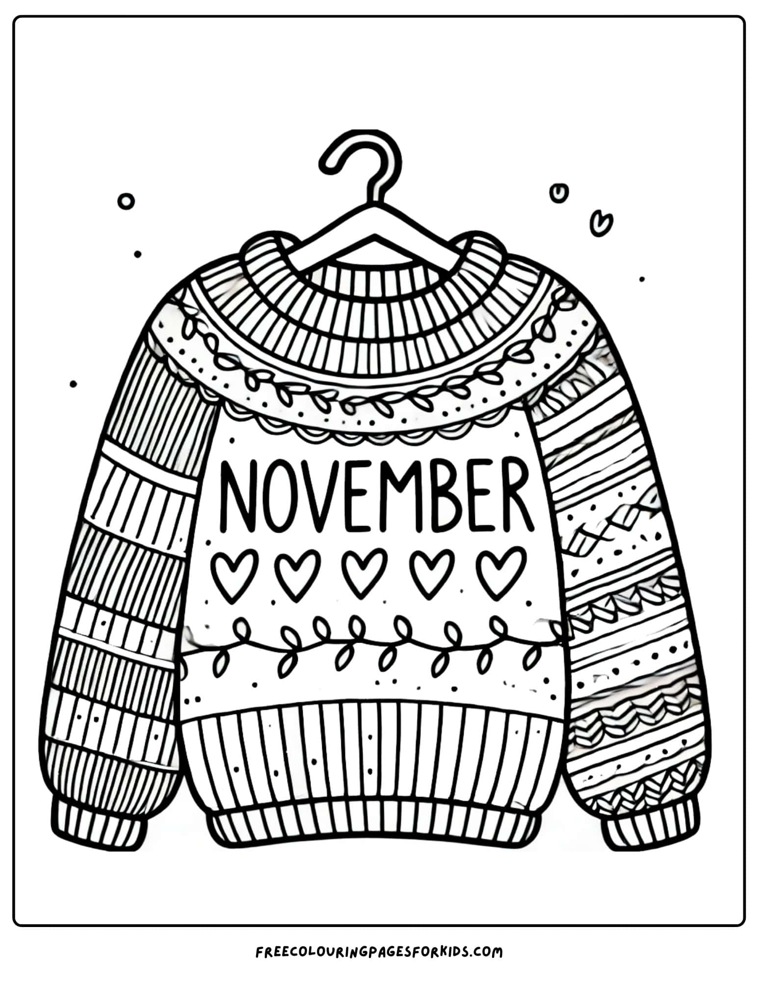 november cozy sweater coloring page