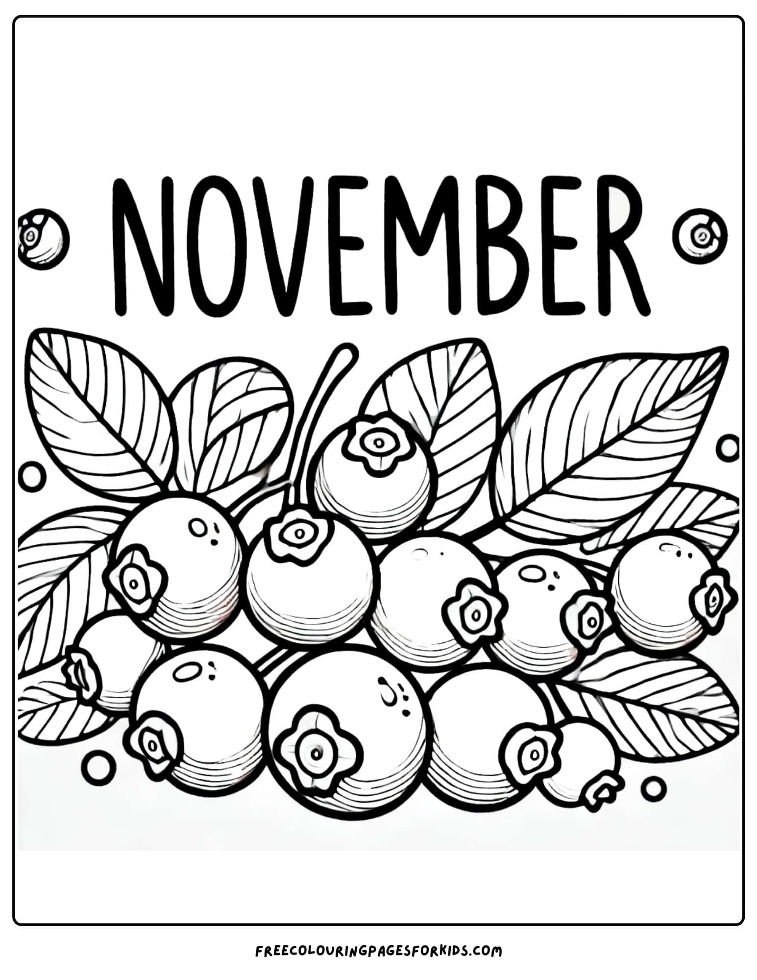 november bunch of cranberries coloring page