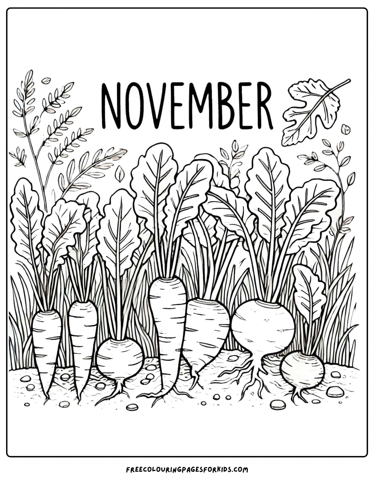 november garden vegetables coloring page