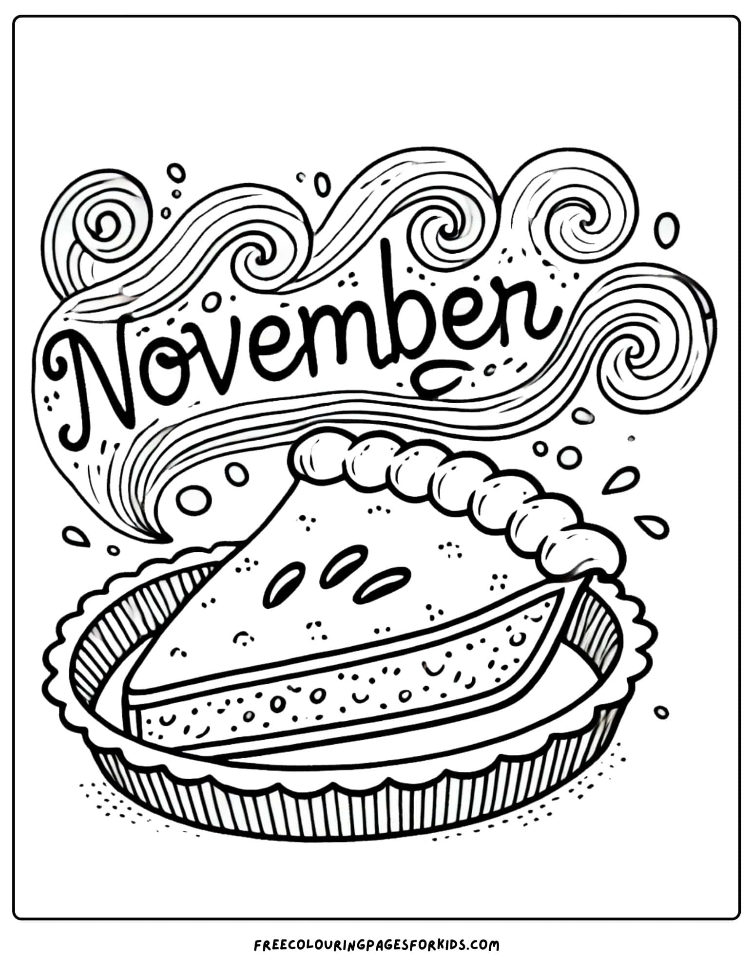 november and a slice of pie coloring page