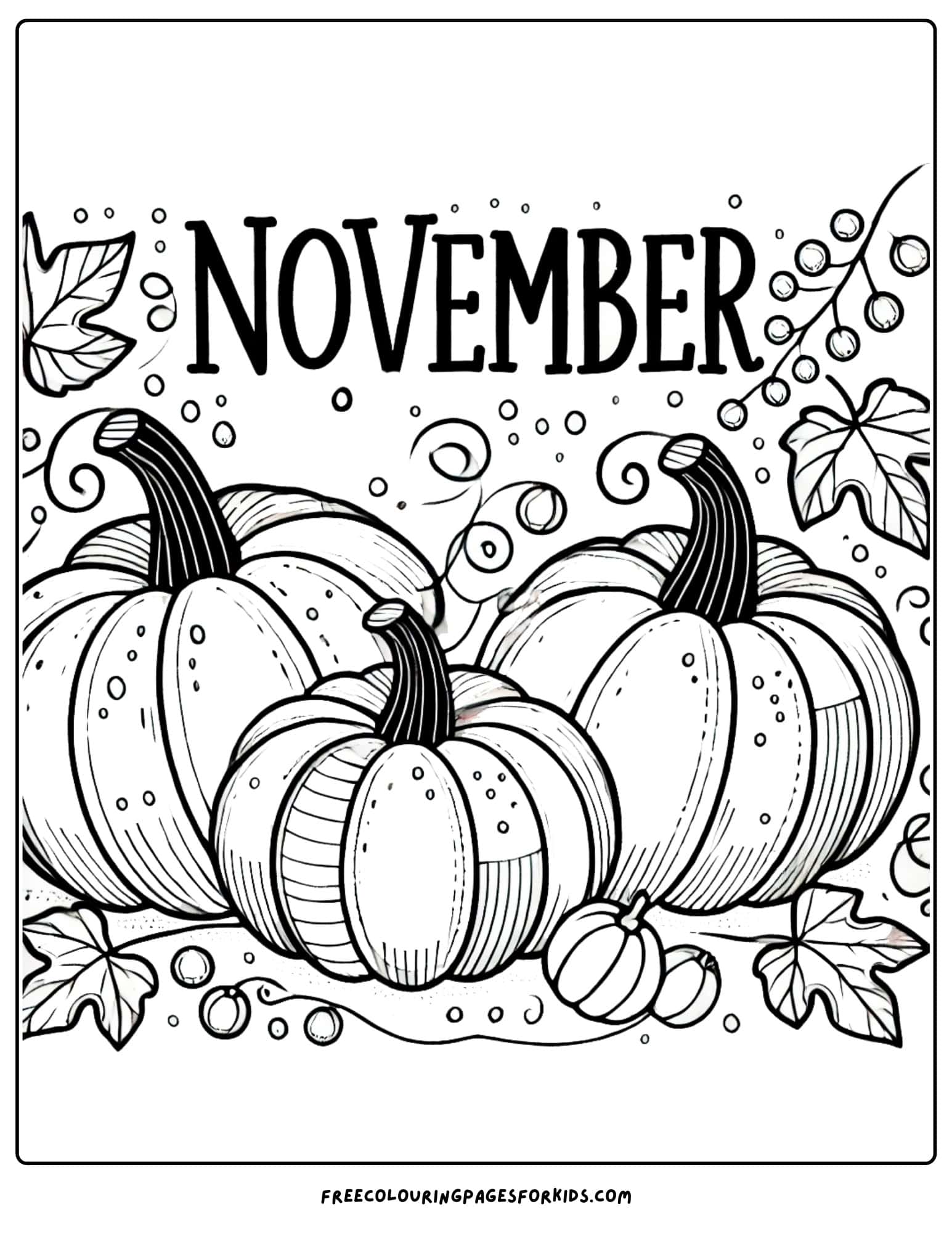 november pumpkin patch coloring page