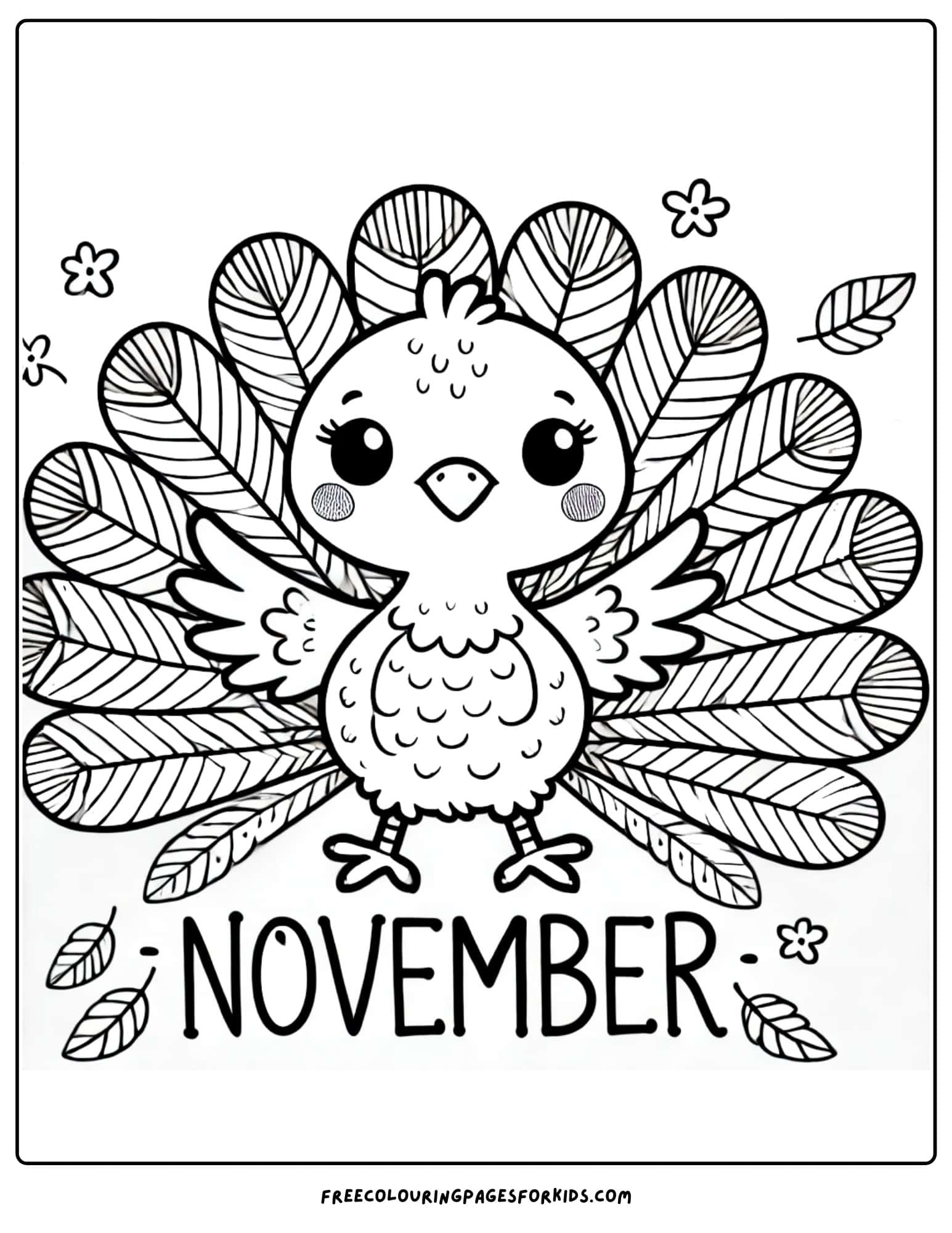 november thanksgiving turkey coloring page