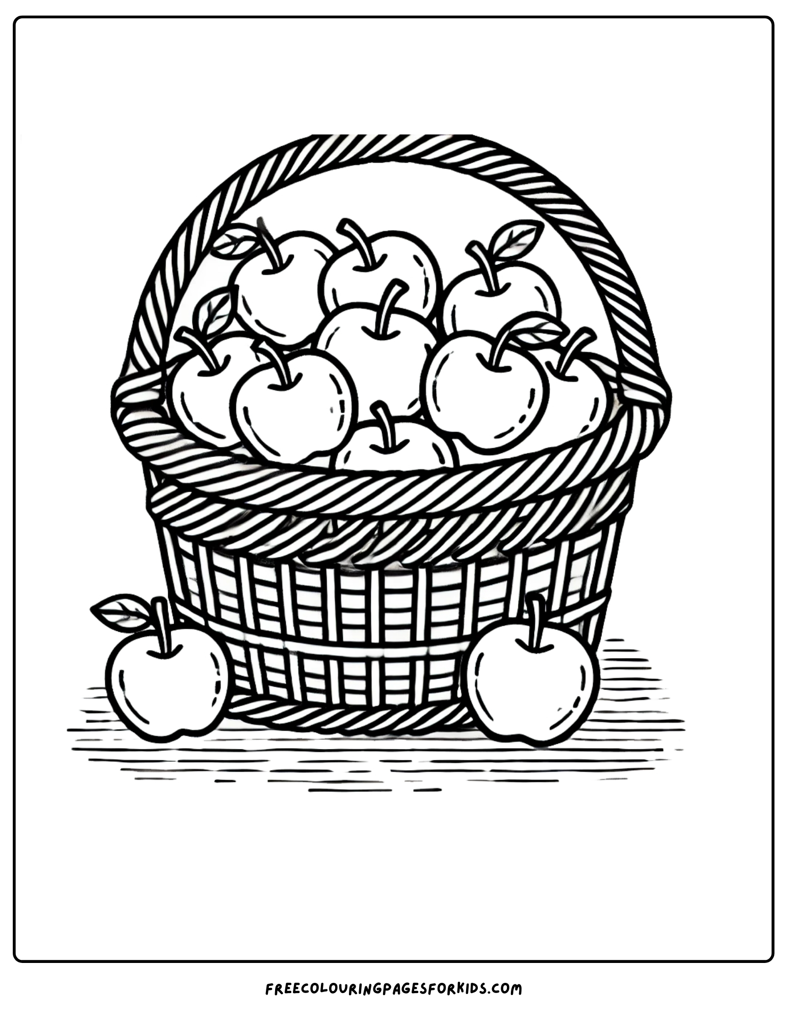 orchard basket full of fruit coloring page