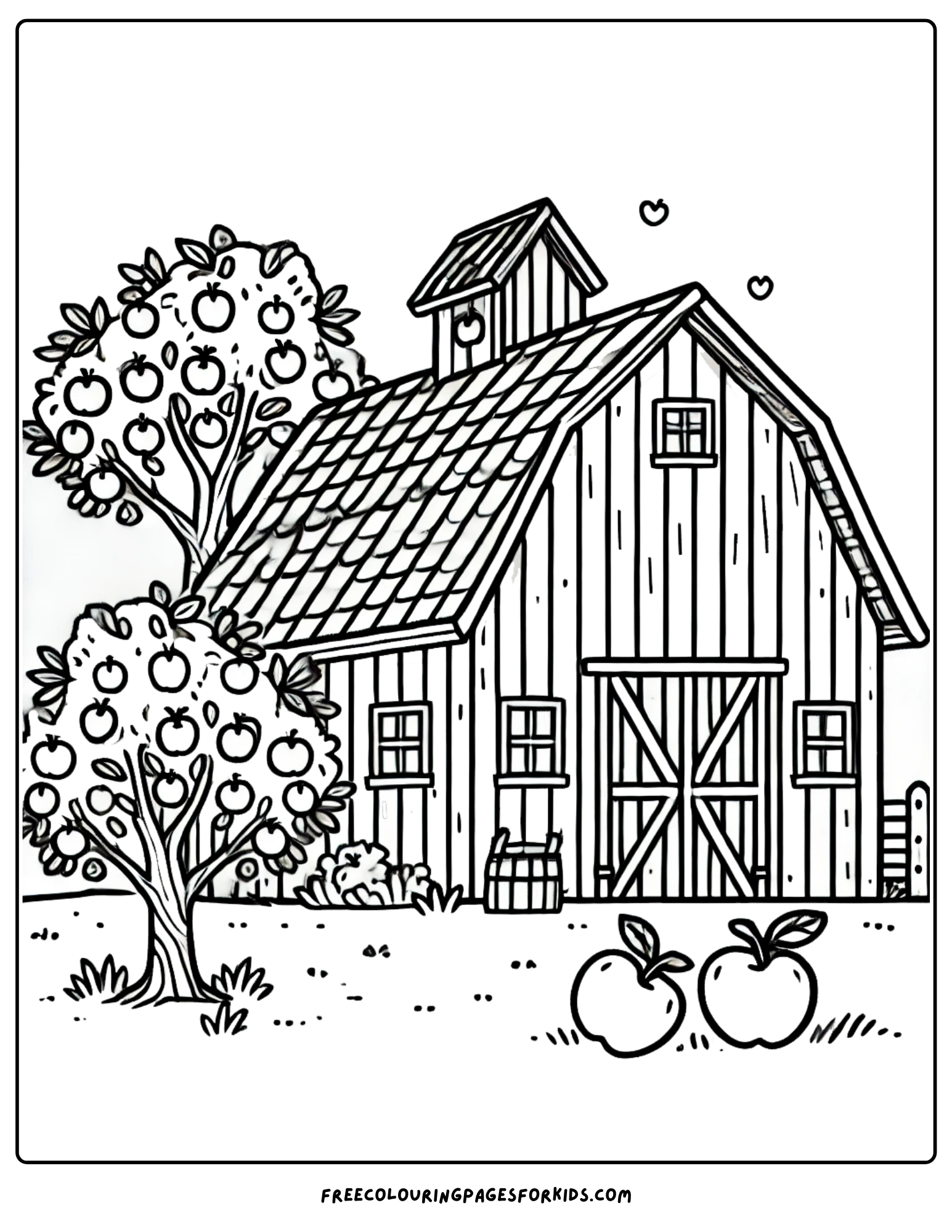 orchard barn coloring page