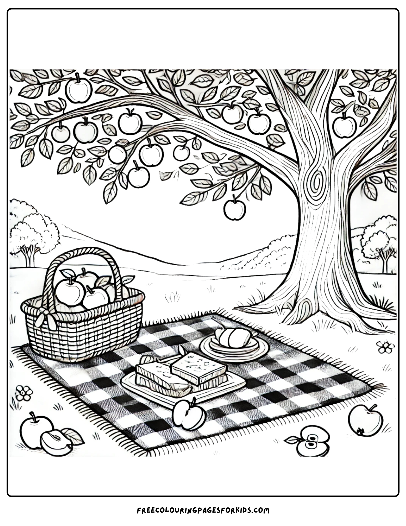 orchard picnic coloring page