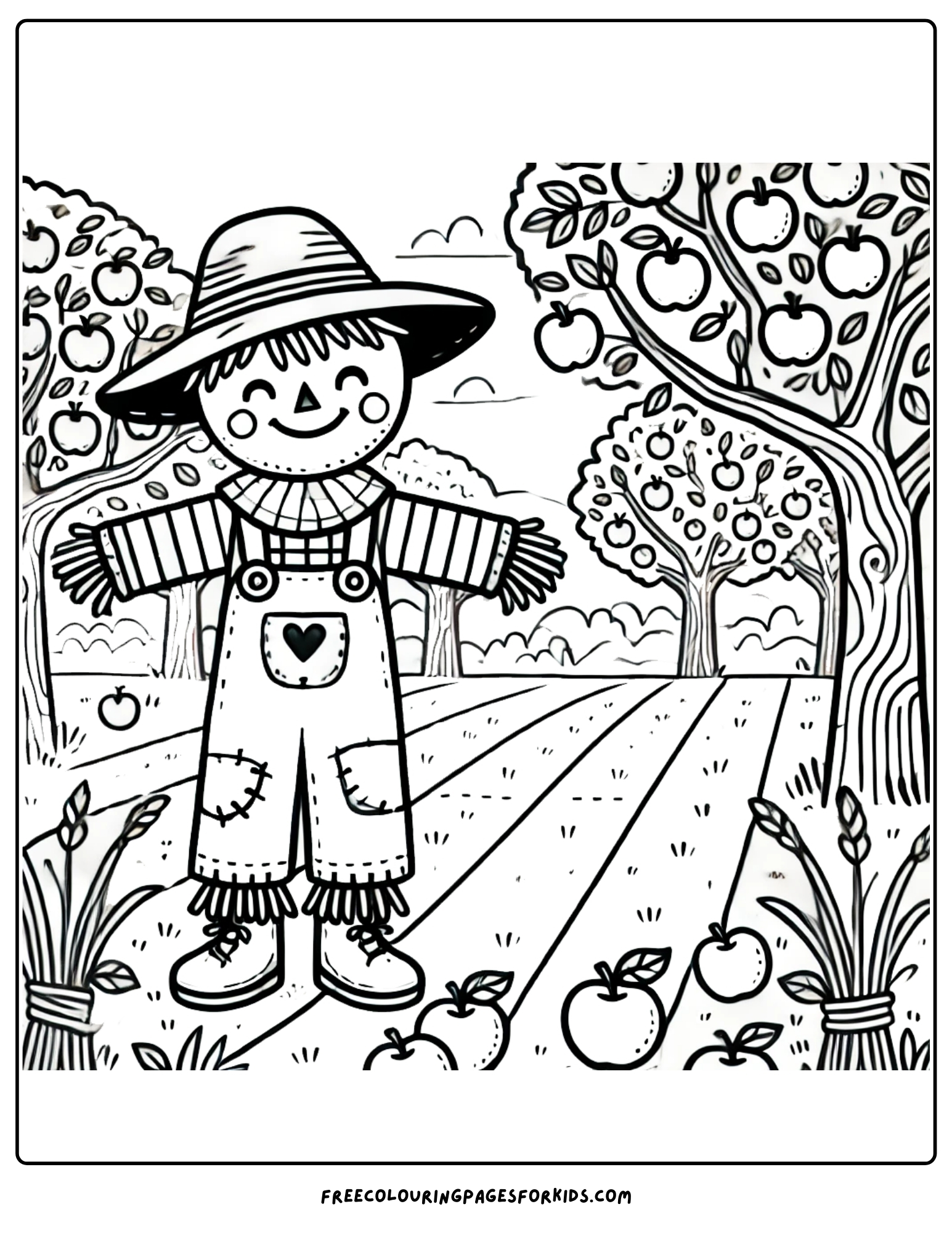 orchard scarecrow coloring page