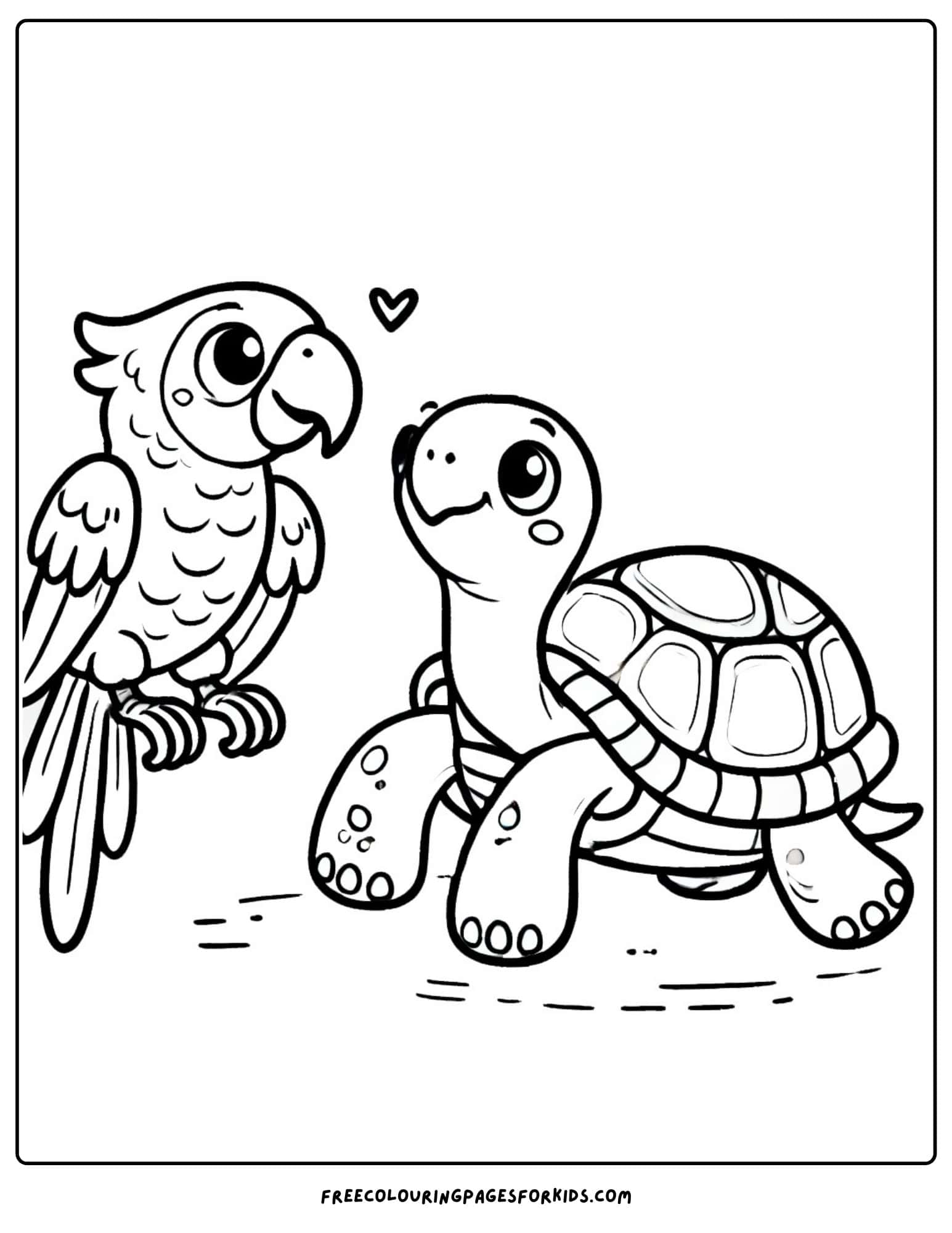 parrot and a turtle coloring page