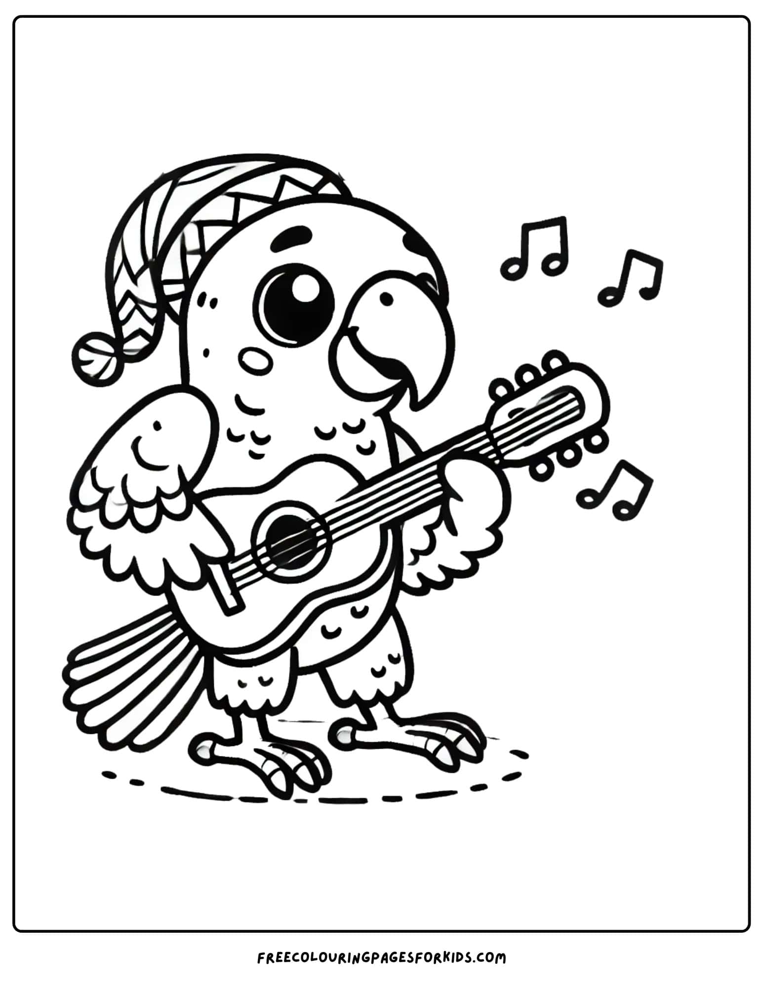 parrot playing a guitar coloring page