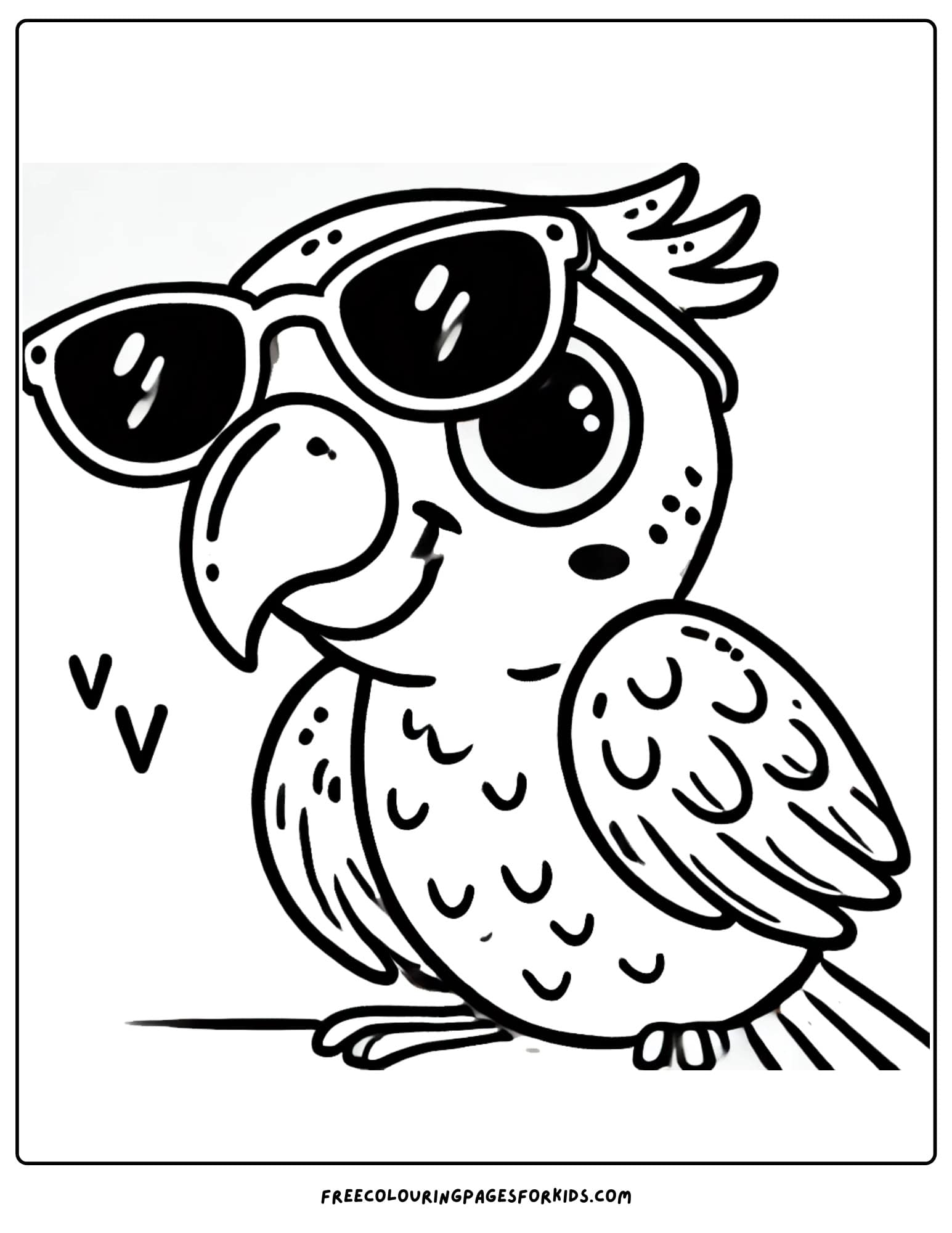 parrot wearing sunglasses coloring page