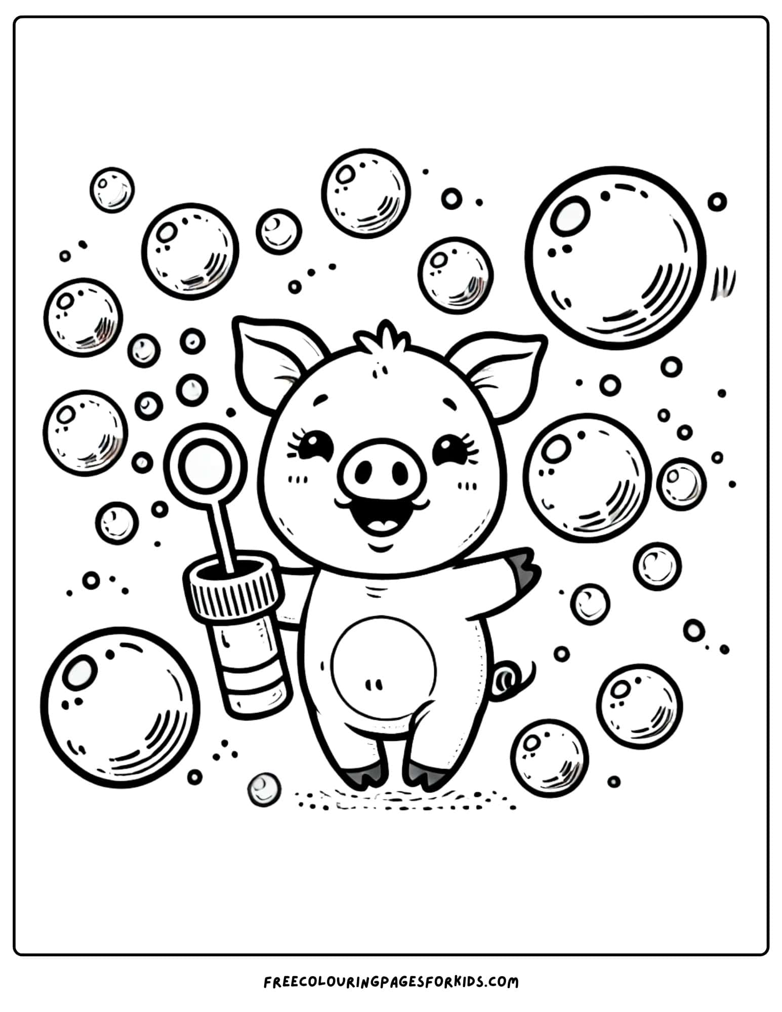 pig blowing bubbles coloring page