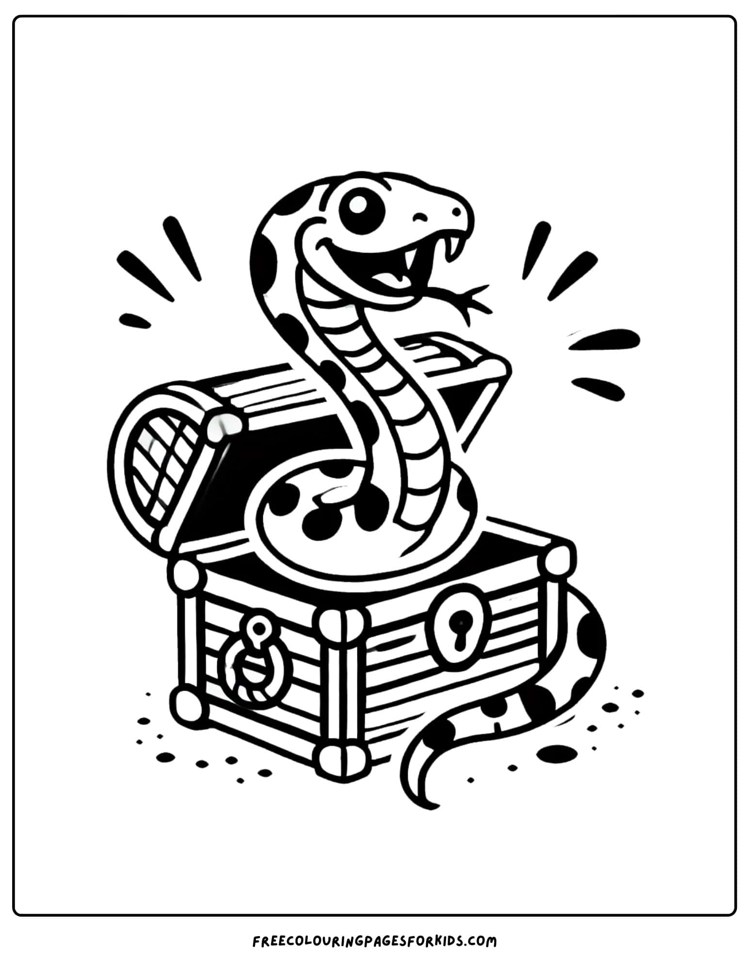 snake with a treasure chest coloring page