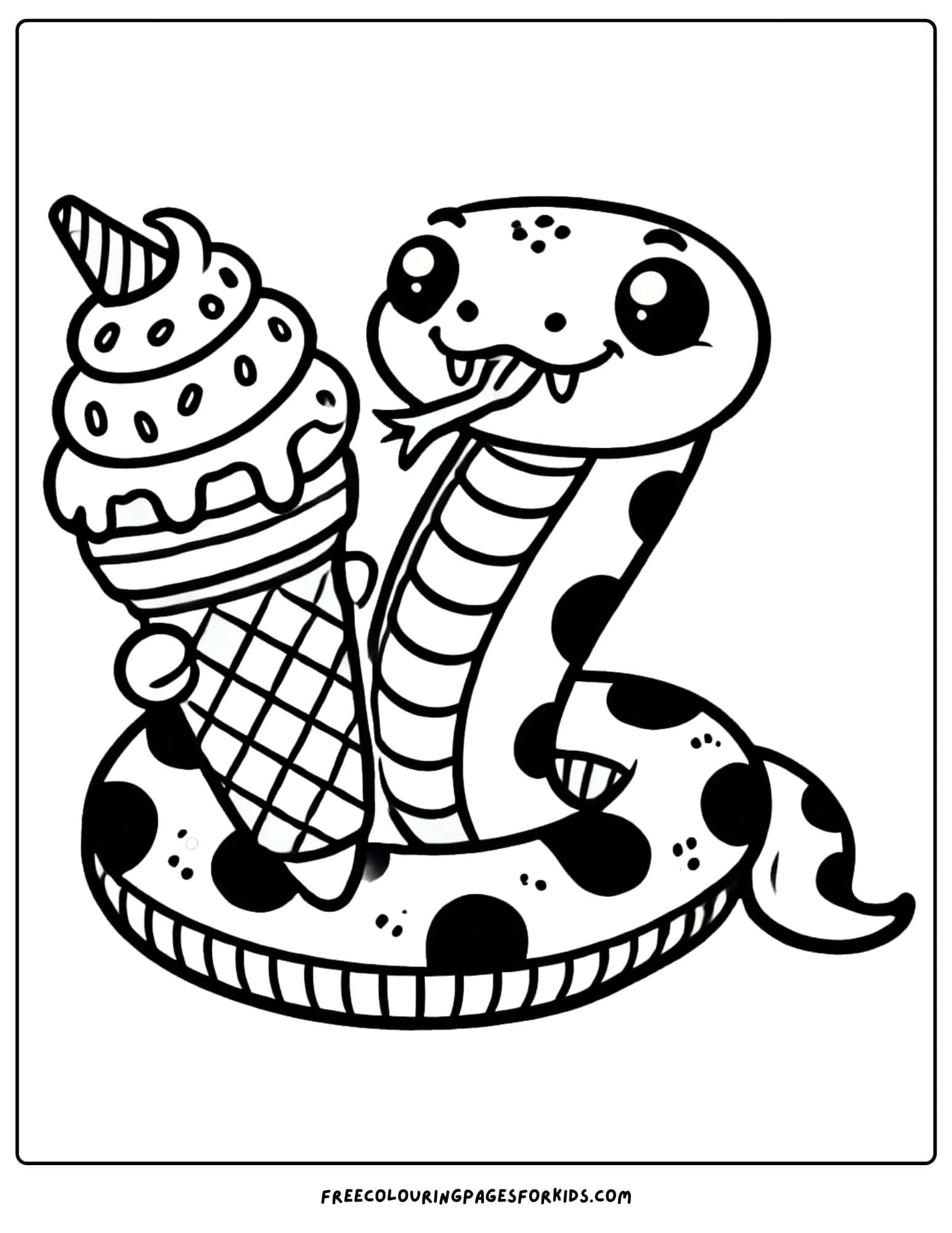 snake holding a big ice cream coloring page