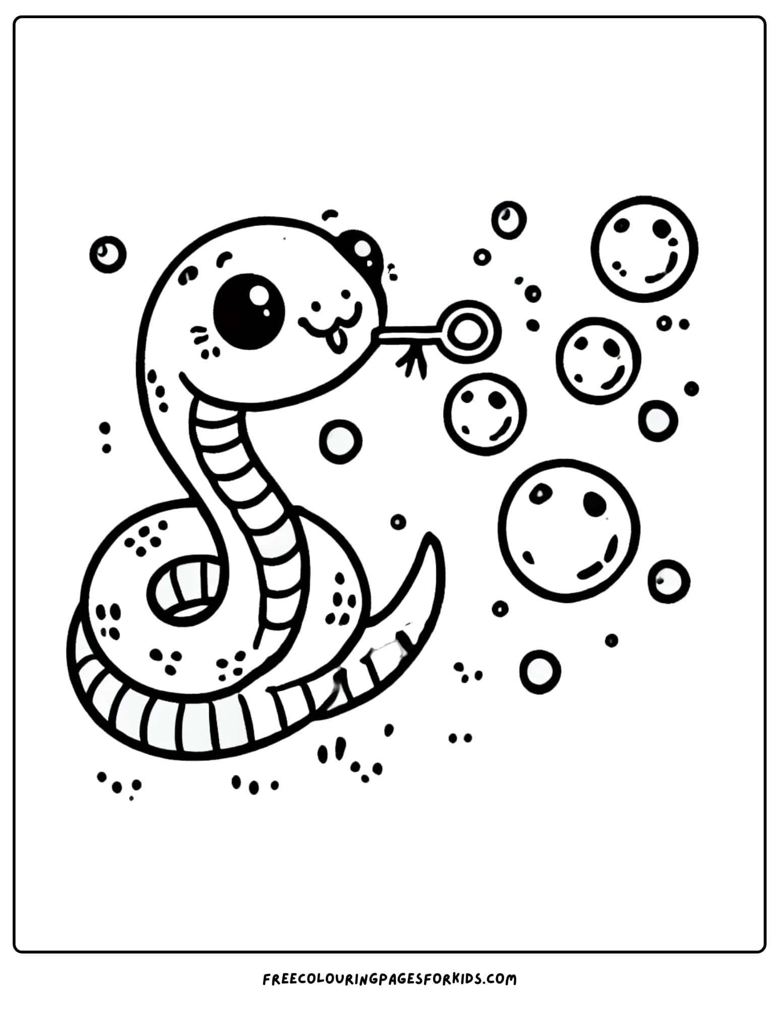 snake blowing bubbles coloring page