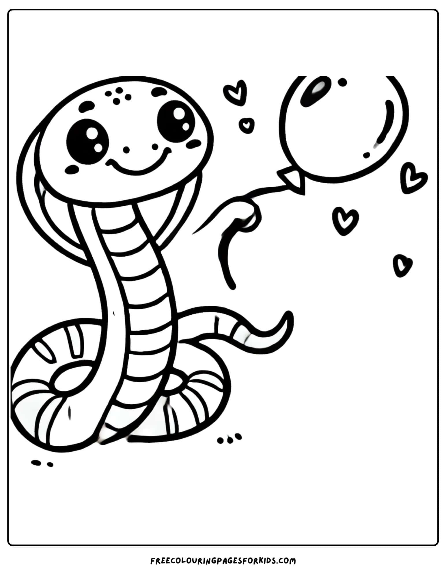 snake with a balloon coloring page