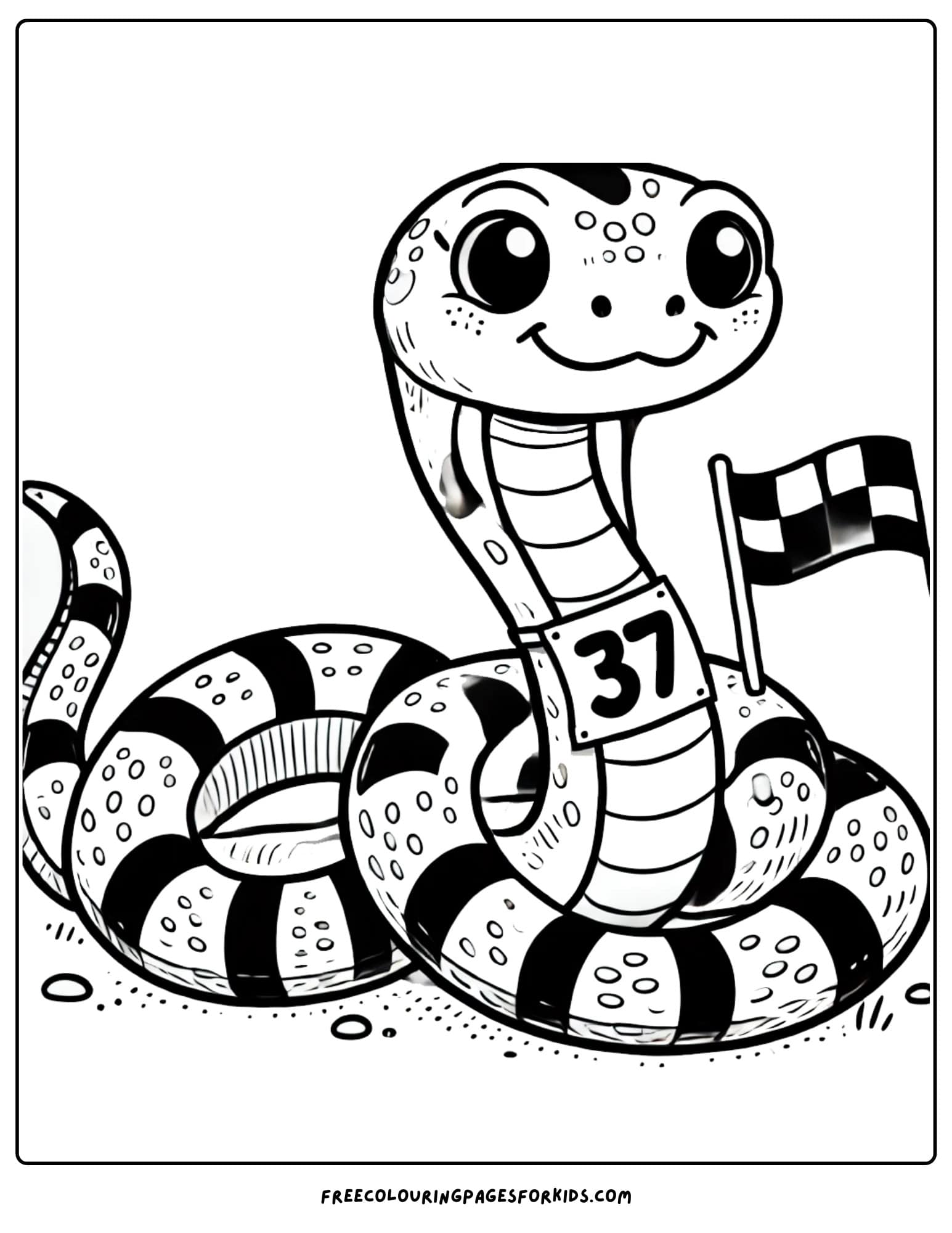 snake in a race coloring page