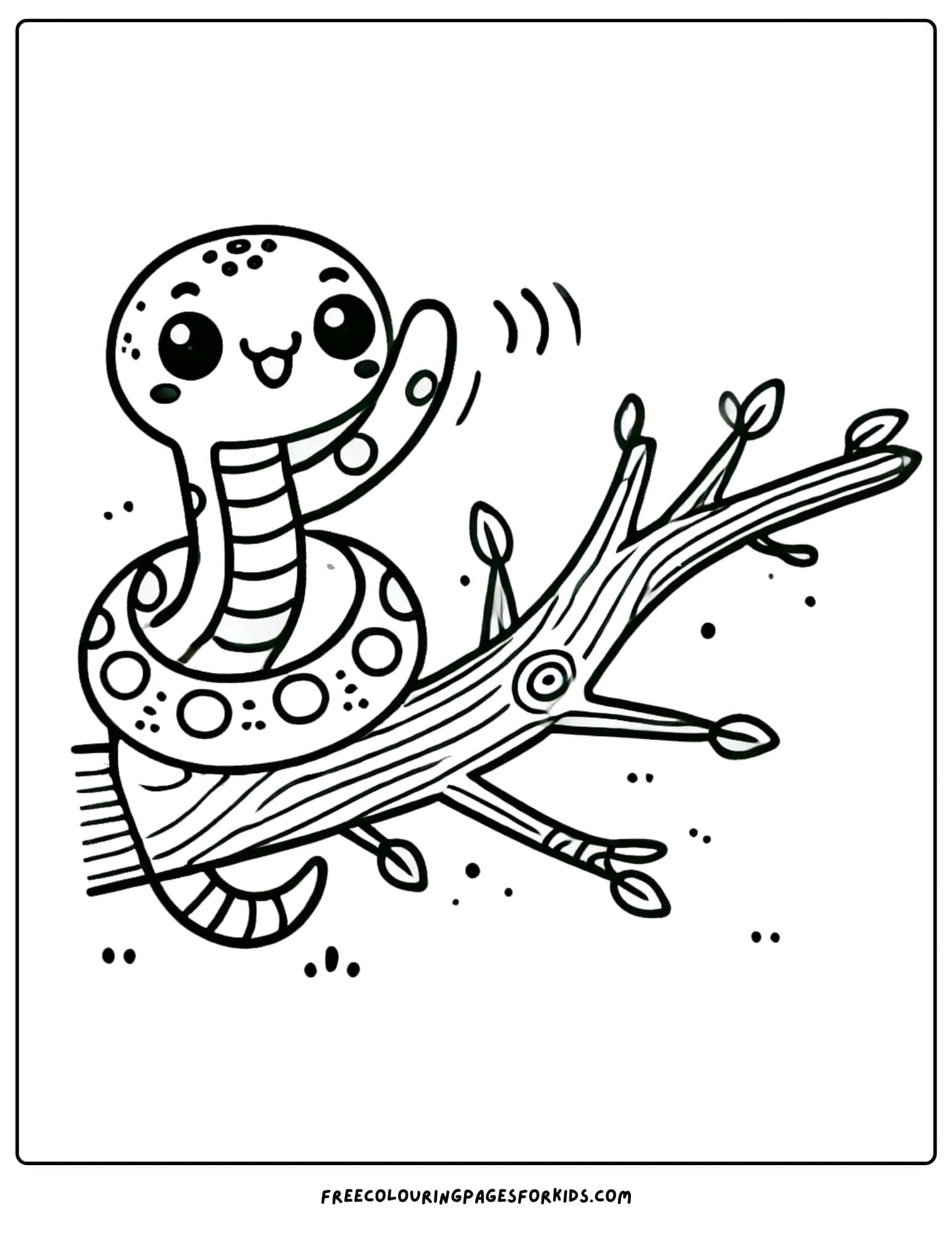 snake climbing onto a tree branch coloring page