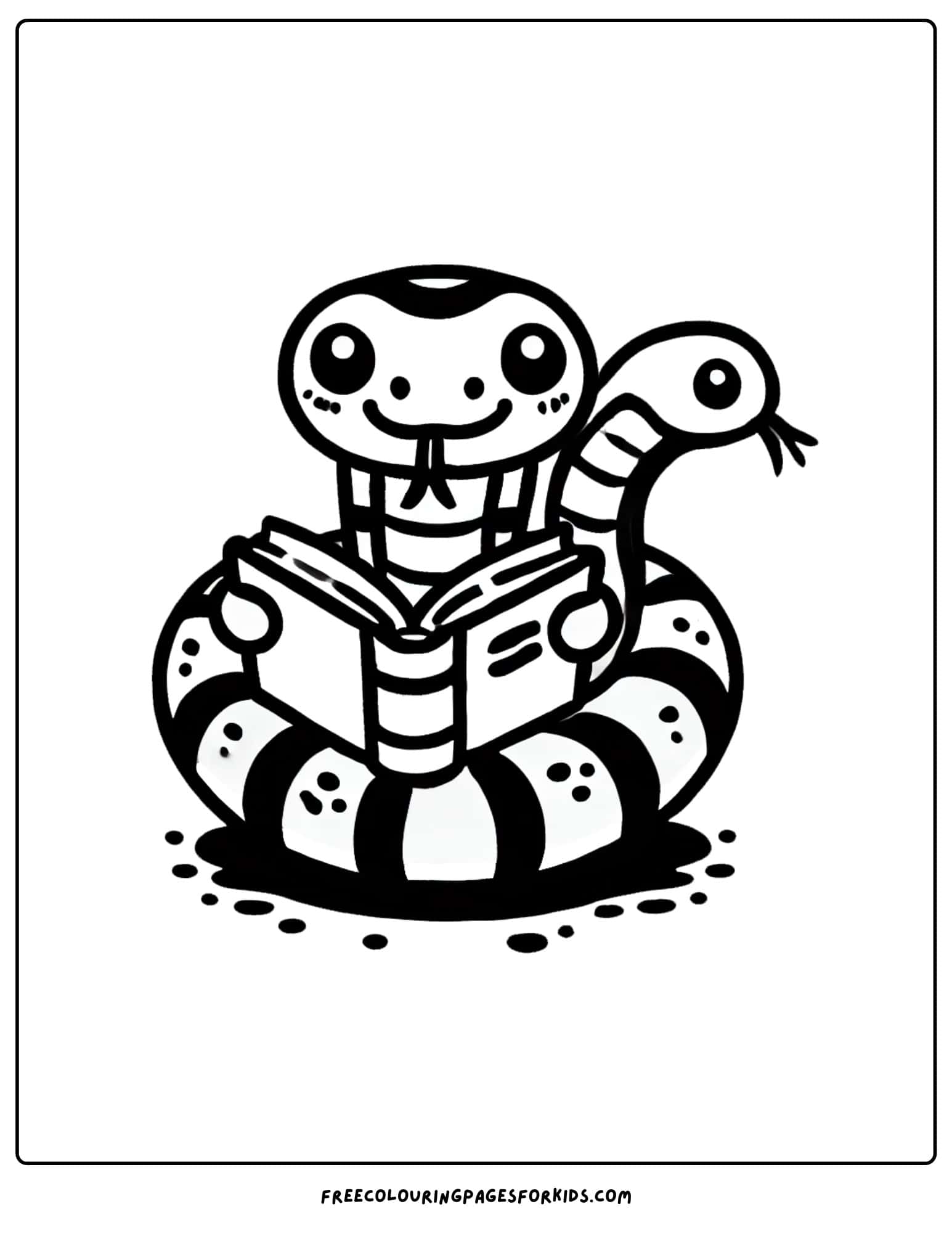 snake reading a book coloring page