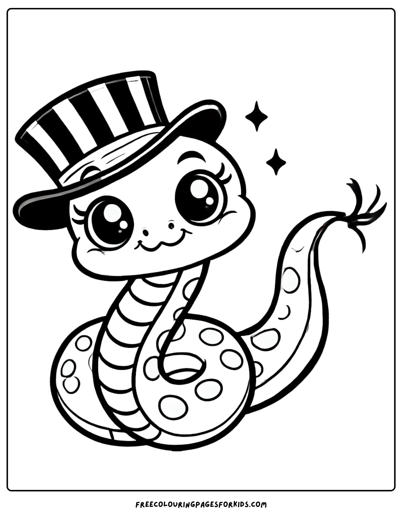 snake wearing a top hat coloring page