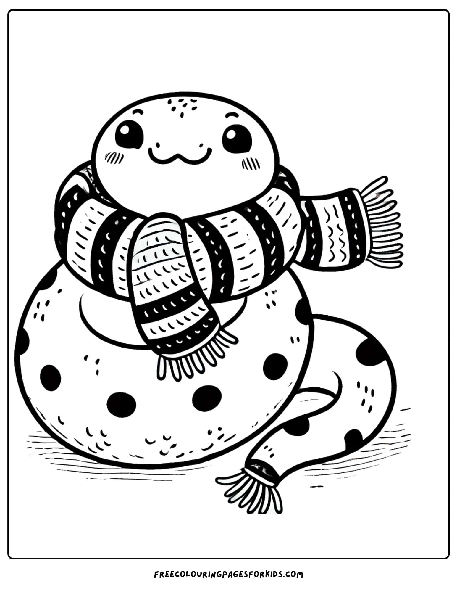 snake keeping warm wearing a scarf coloring page