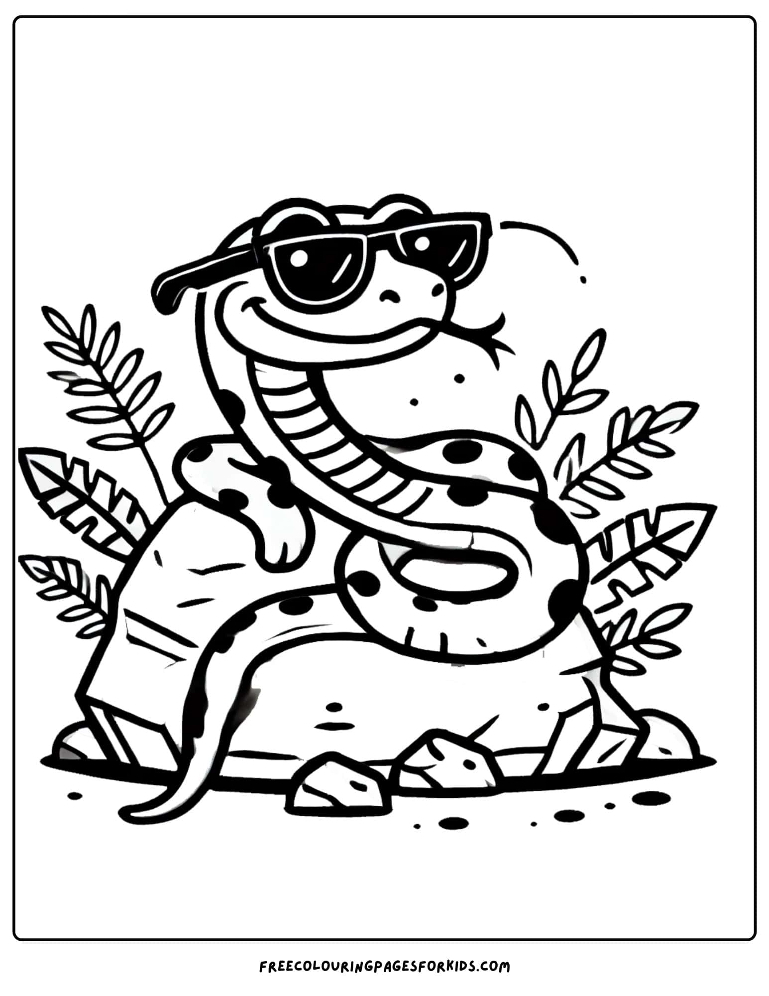 snake looking cool wearing sunglasses coloring page