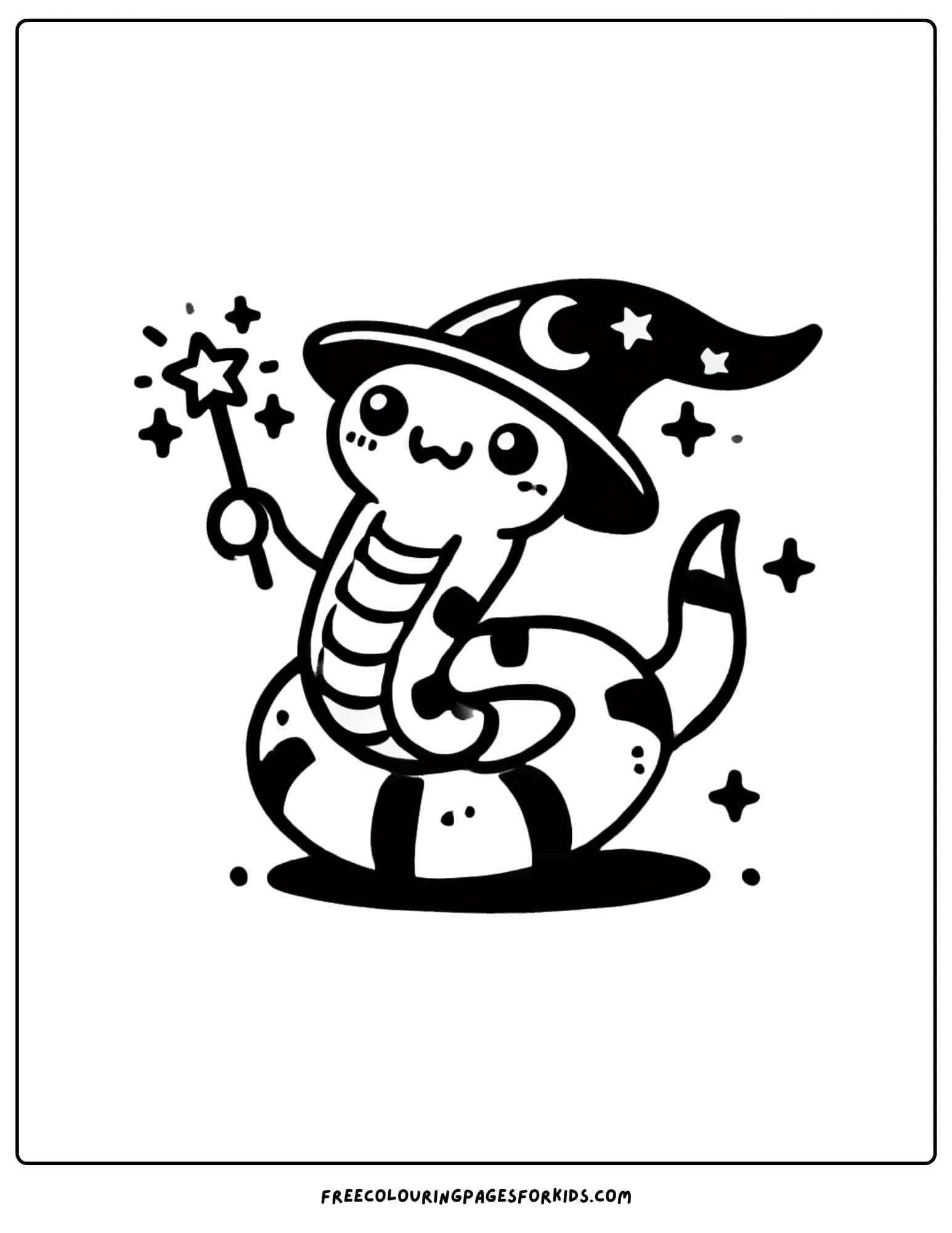 snake holding a magic wand coloring page