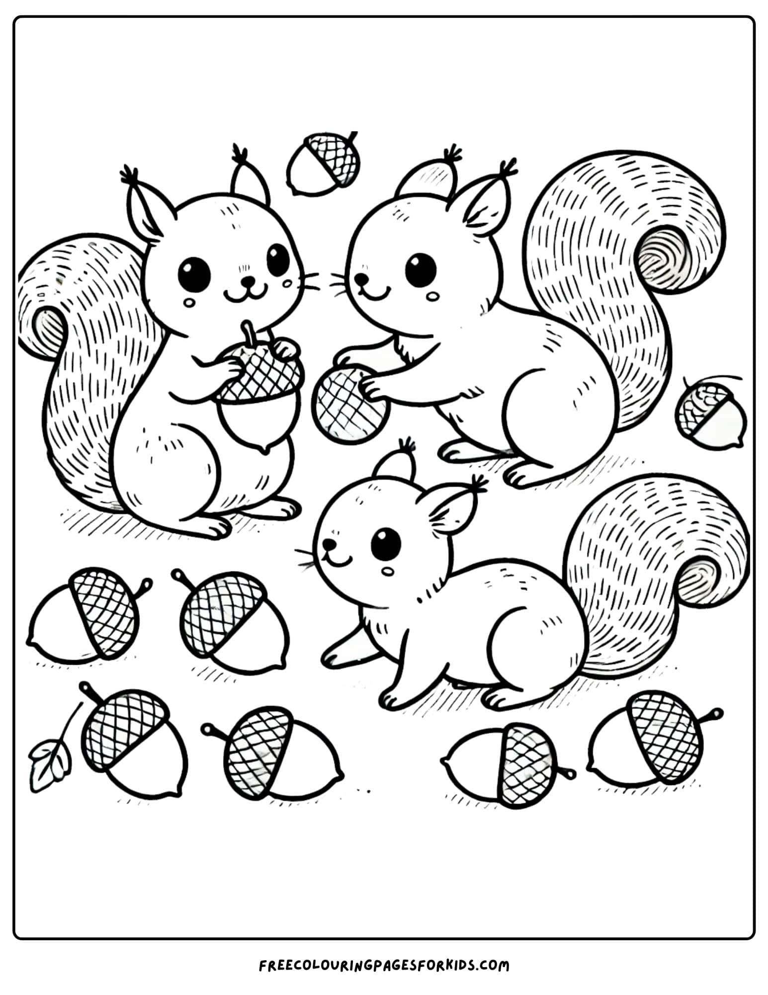 thanksgiving acorns and squirrels coloring page