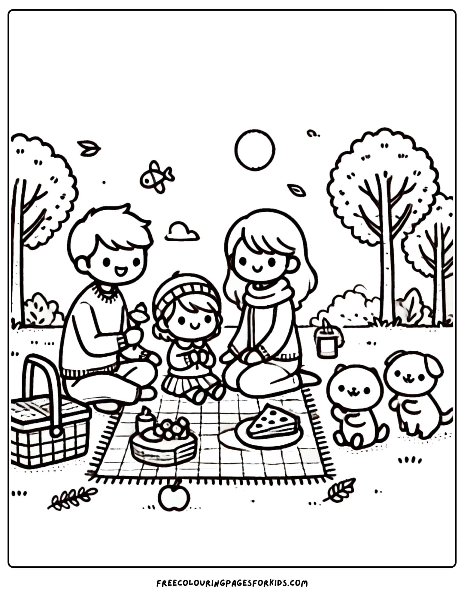 thanksgiving autumn picnic coloring page