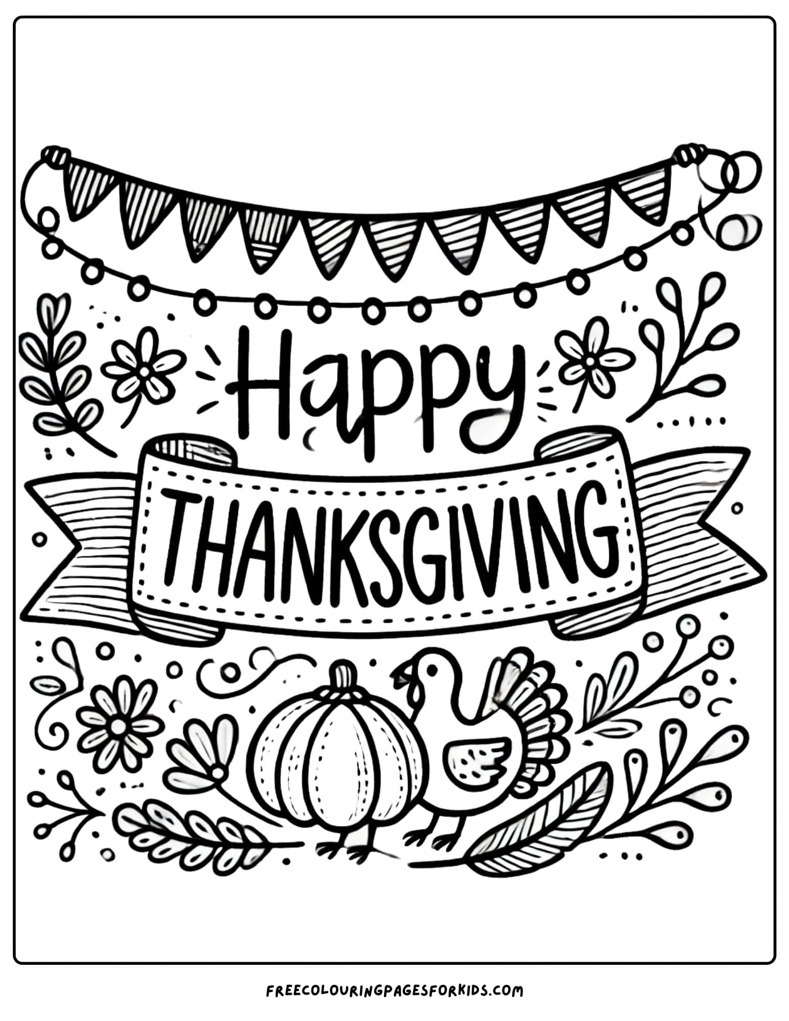 thanksgiving celebration banner coloring page