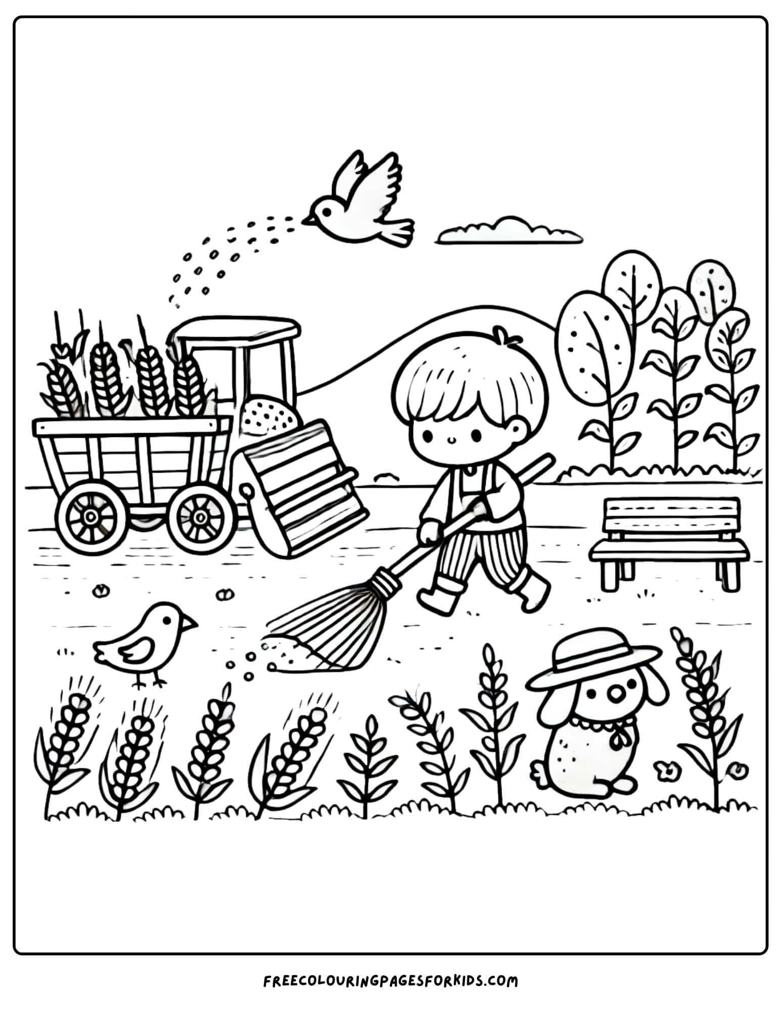 thanksgiving fal harvest working the land coloring page