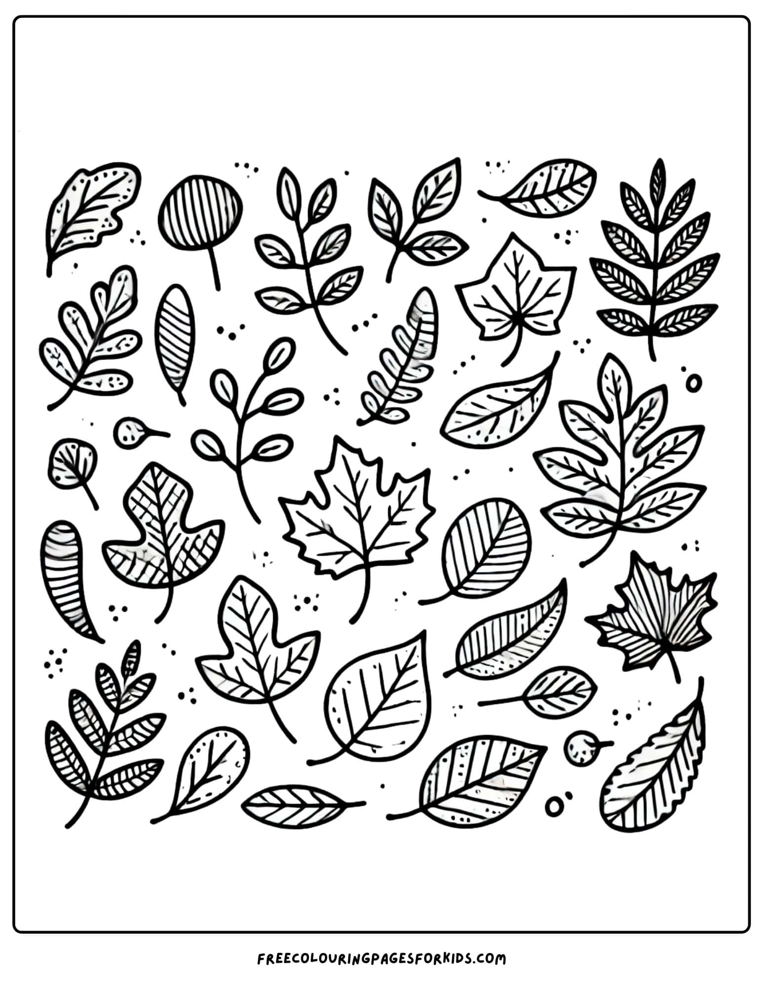 thanksgiving fall leaves coloring page