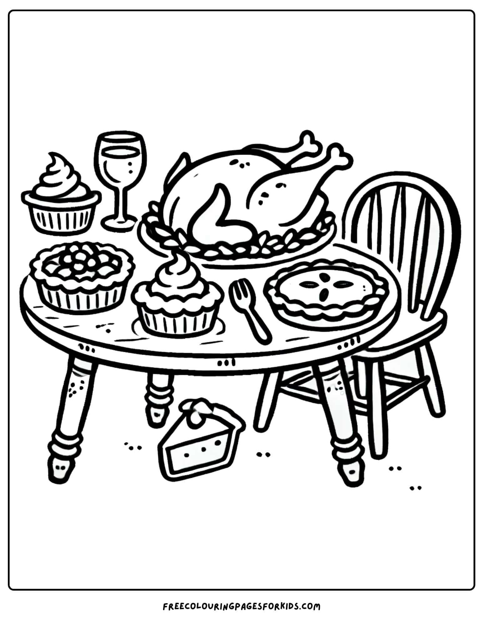 thanksgiving feast on the table coloring page