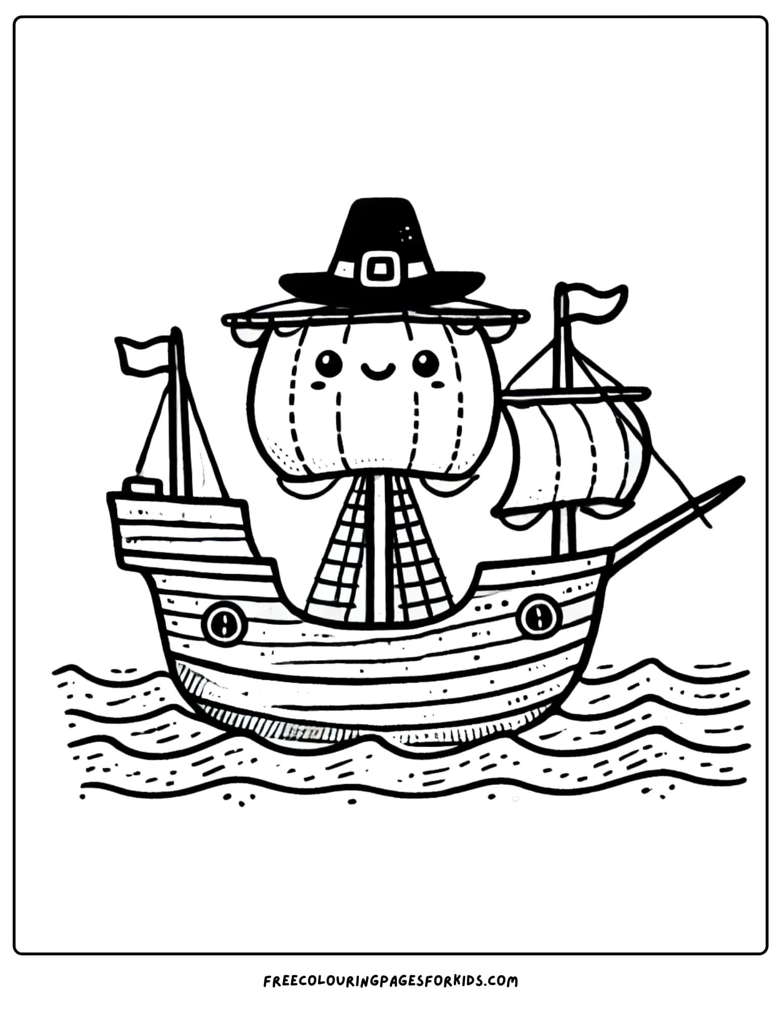 thanksgiving mayflower ship sailing coloring page