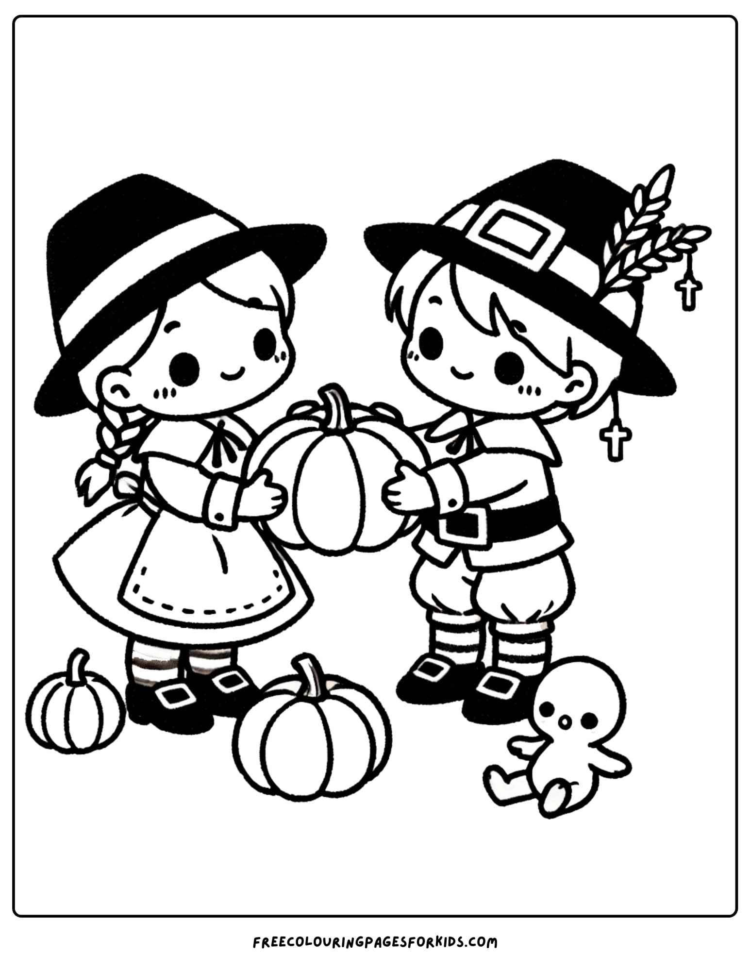 thanksgiving pilgrim children coloring page