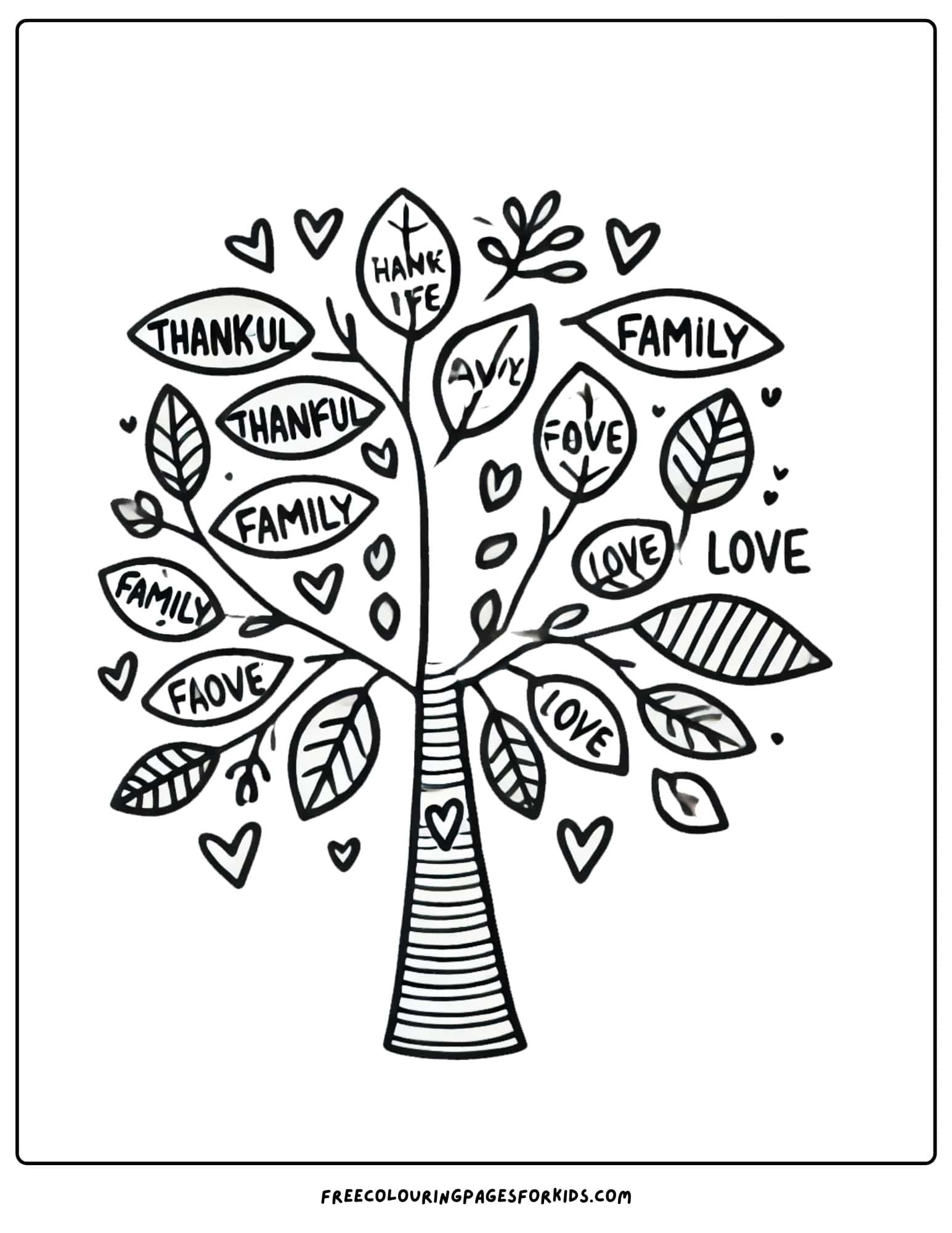 thanksgiving thankful tree coloring page