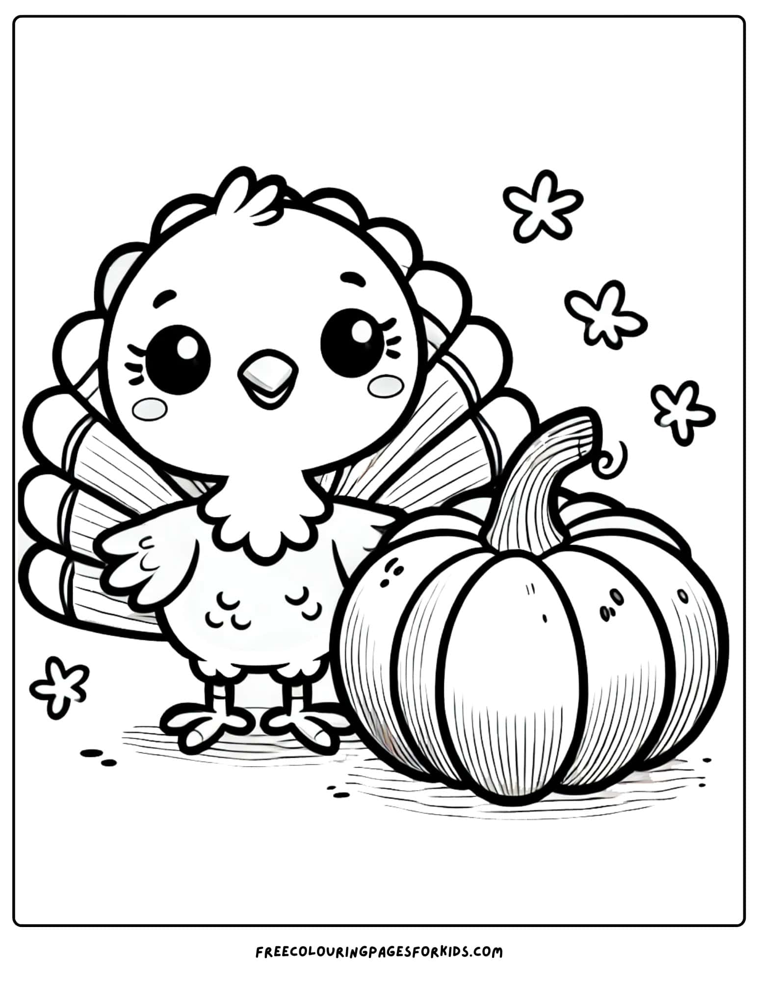 thanksgiving turkey with a pumpkin coloring page