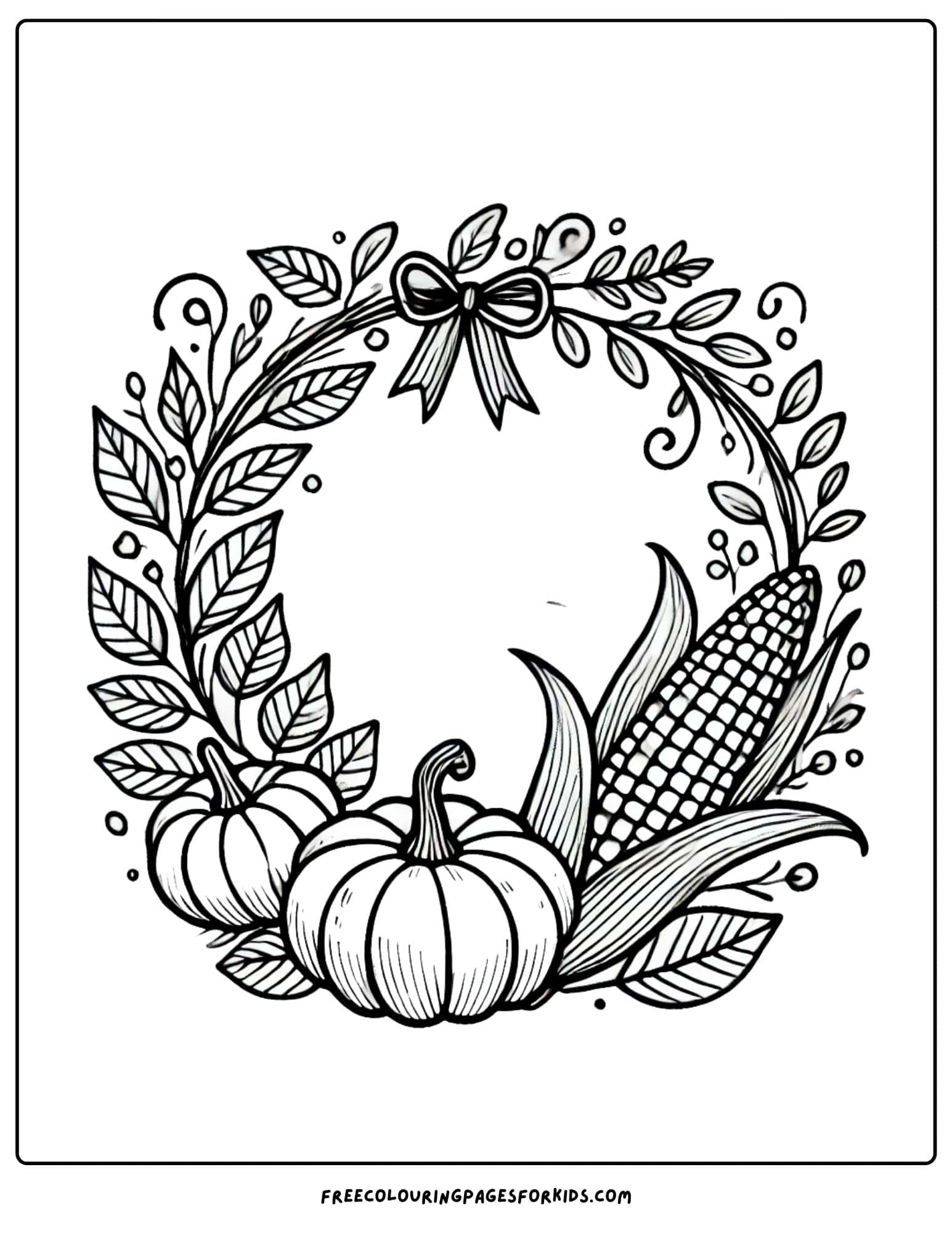 thanksgiving wreath coloring page