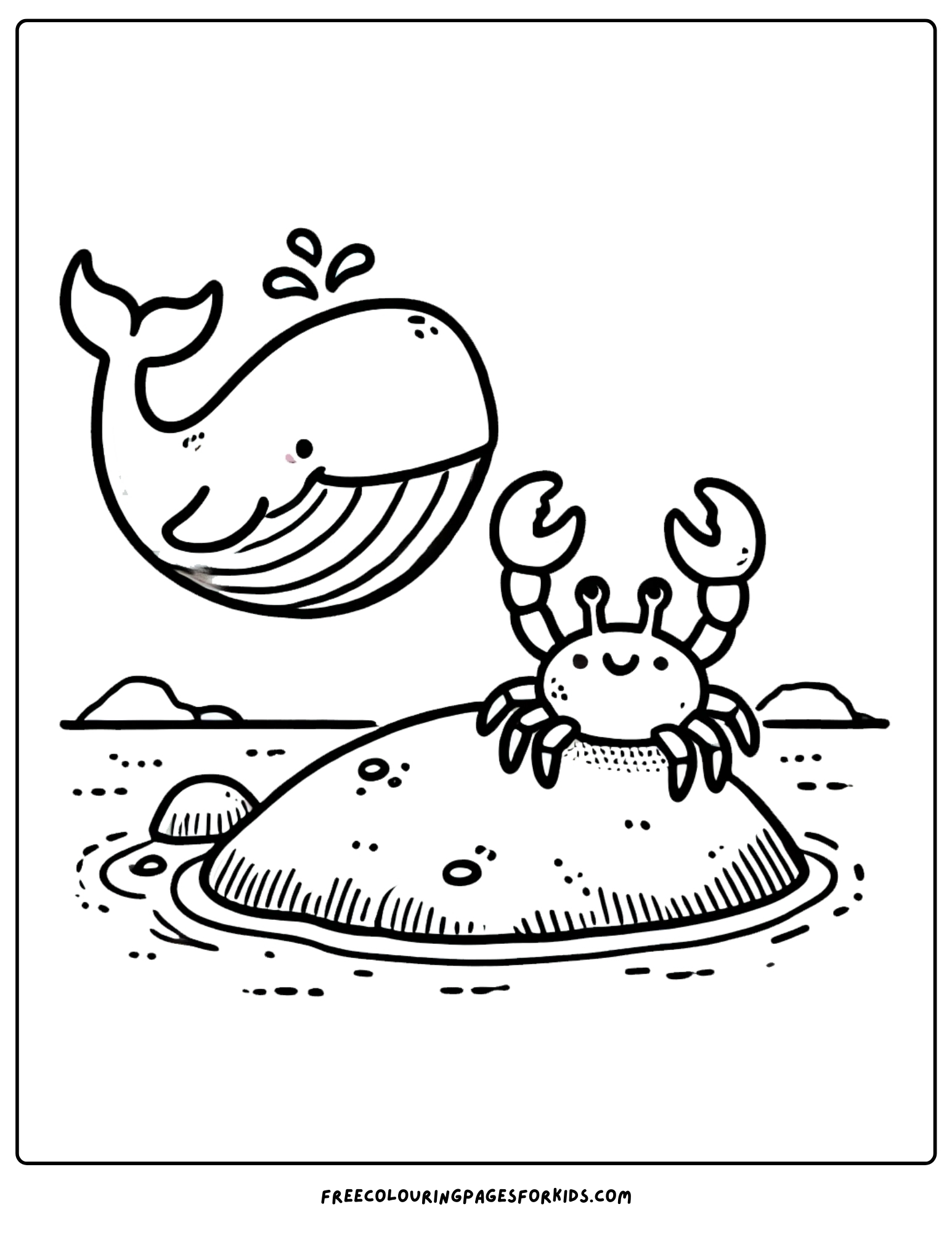 whale and a crab coloring page