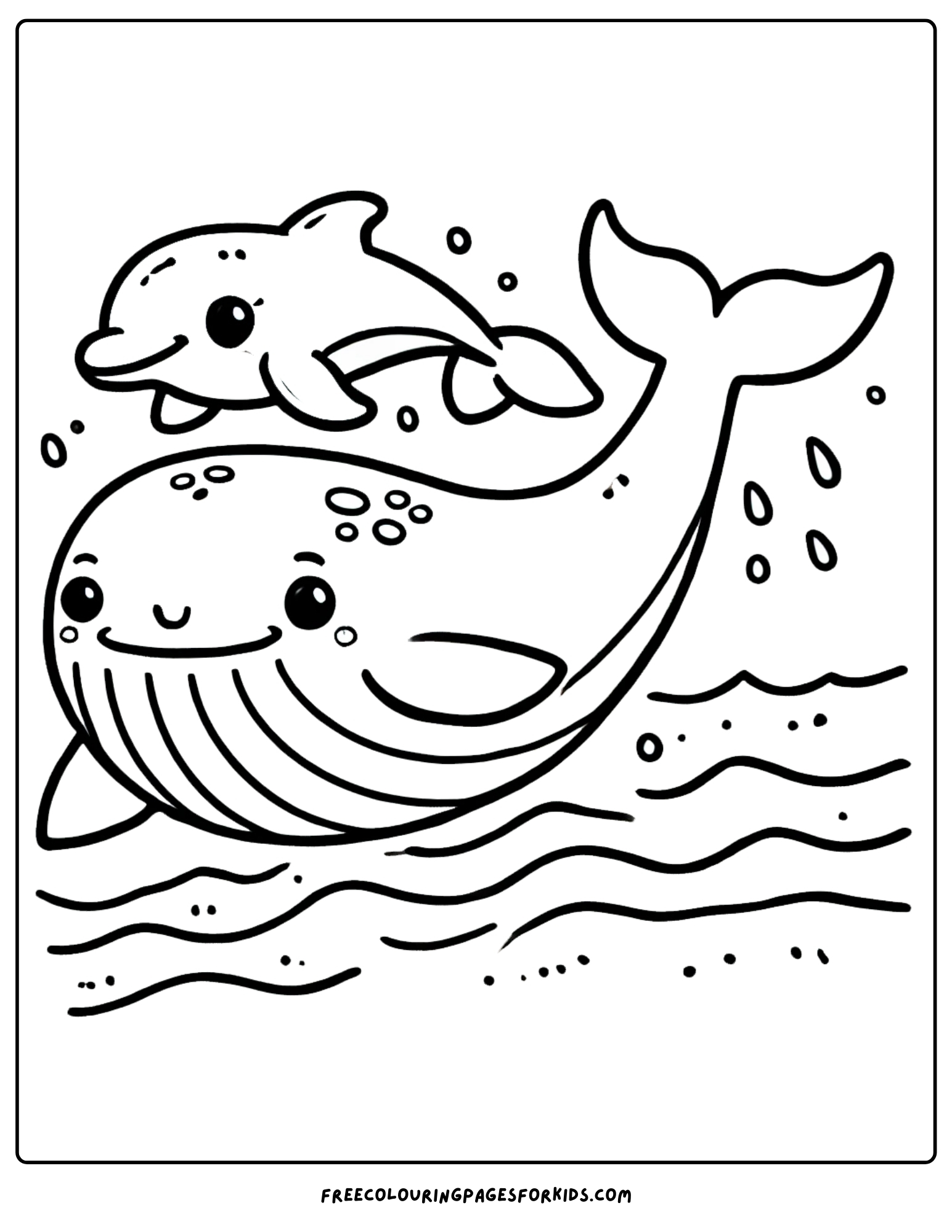 whale swimming with a dolphin coloring page