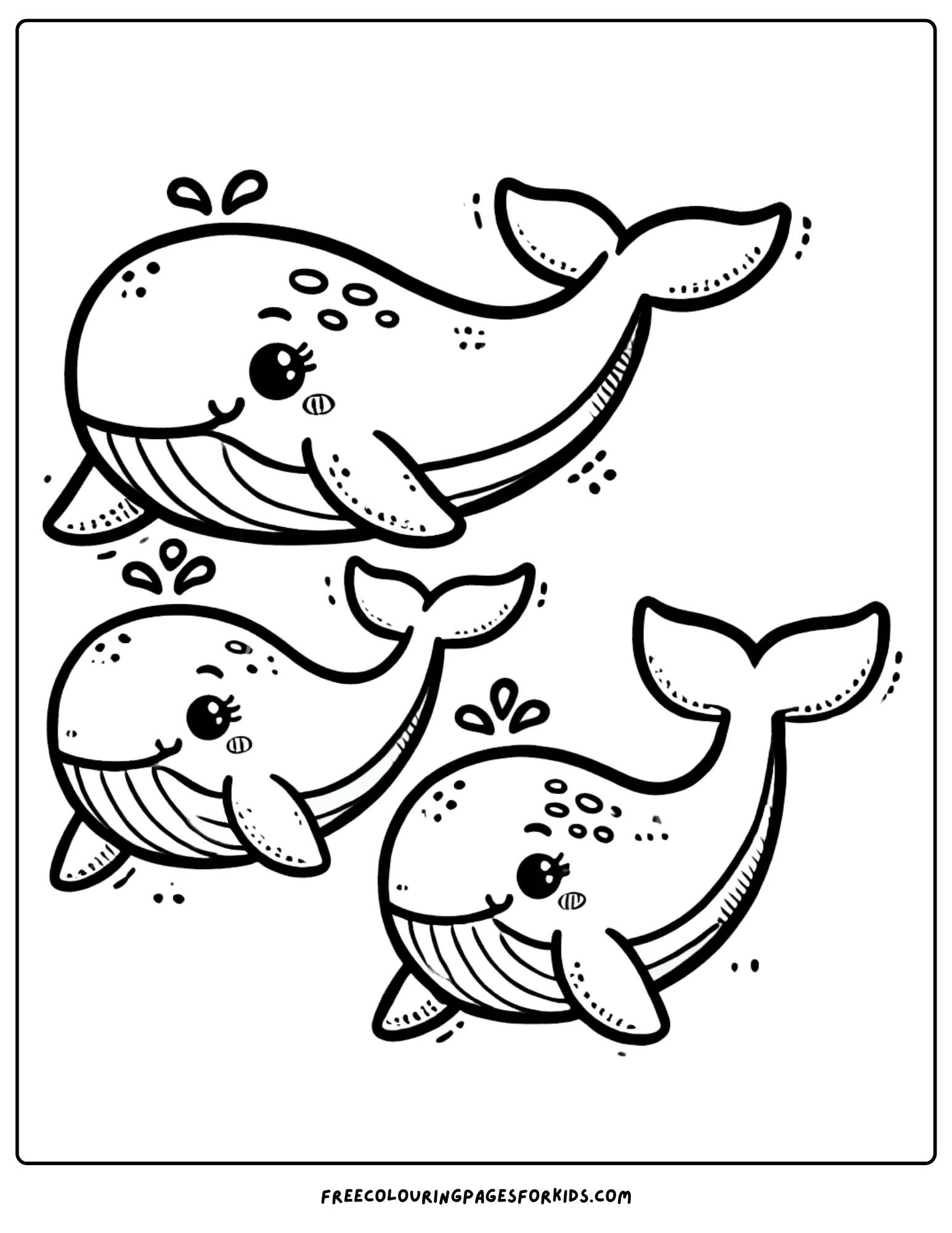 whale family swimming together coloring page