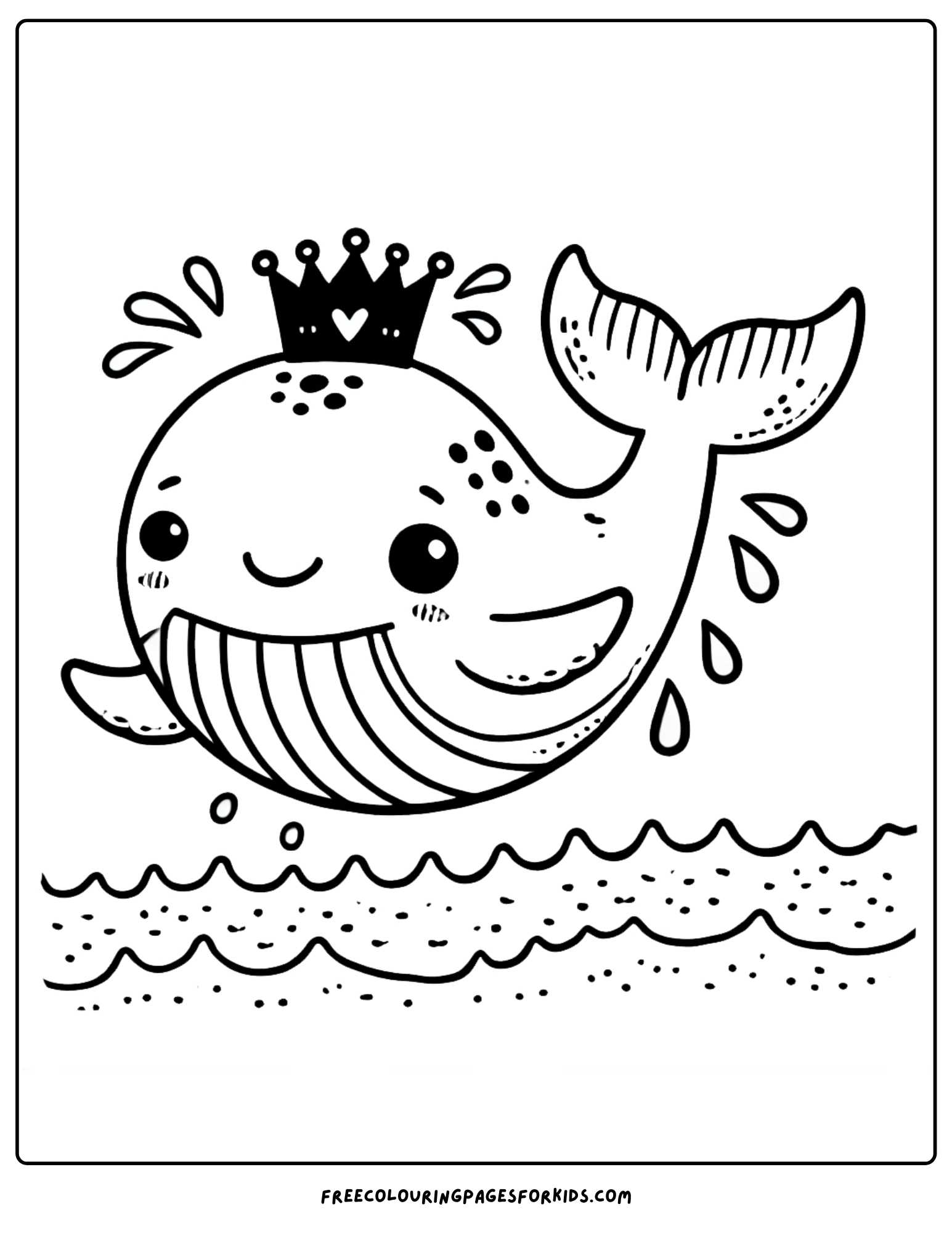 whale wearing a crown coloring page