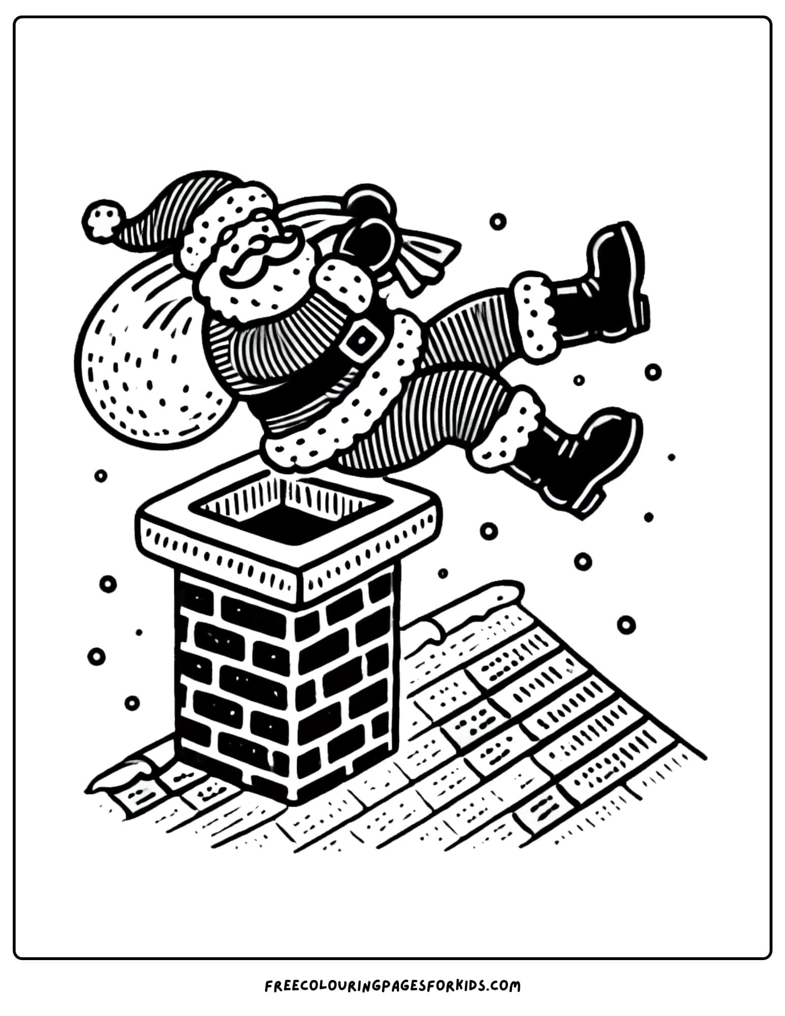 christmas jumping down a chimney coloring page