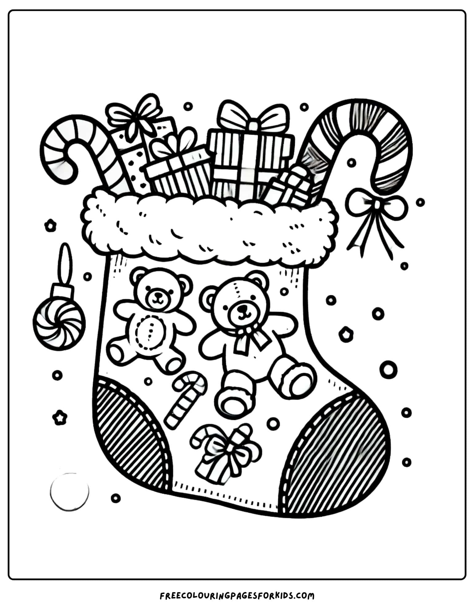 christmas stocking full of toys coloring page